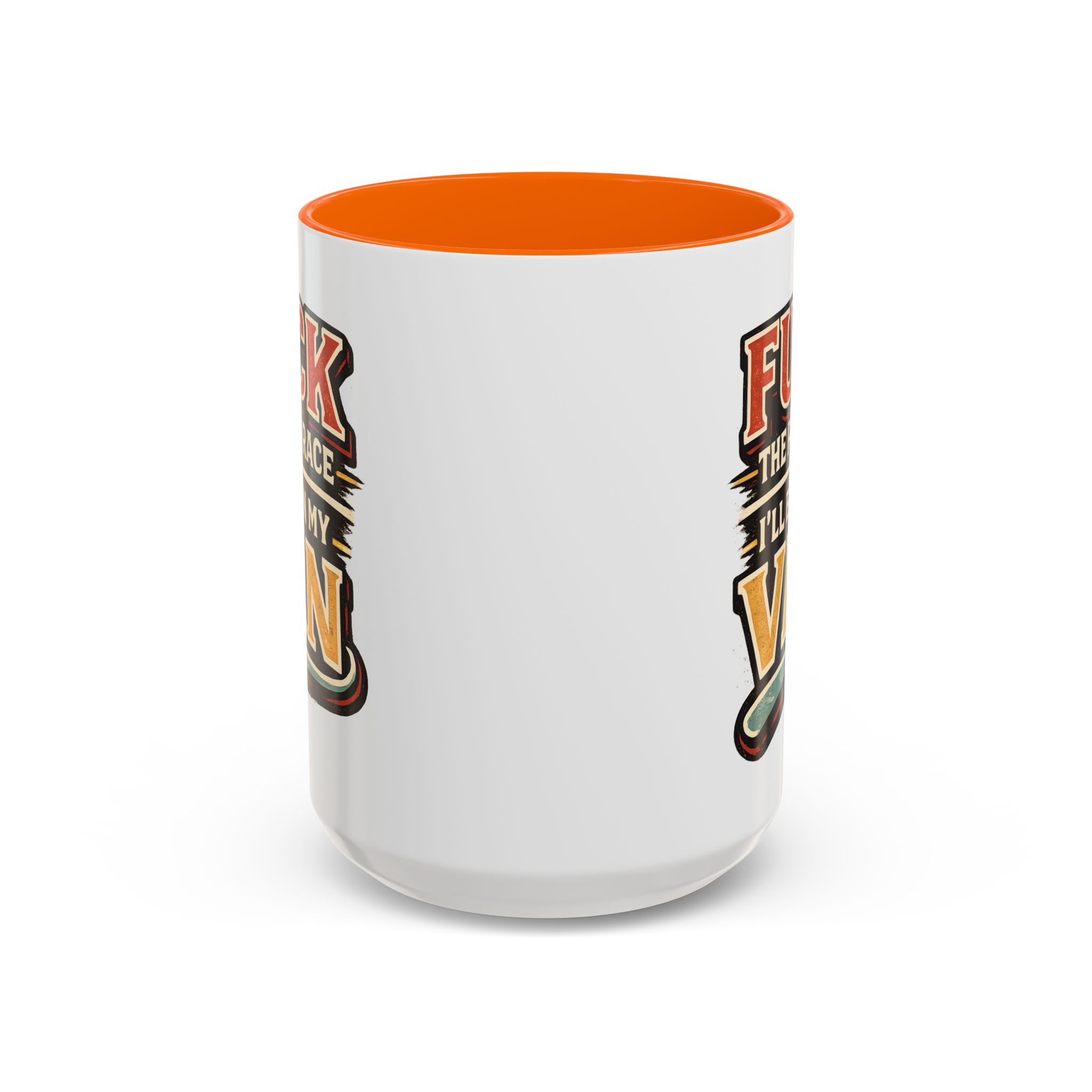 Accent Coffee Mug (11, 15oz) — "Fuck The Rat Race" Design F**K-Line