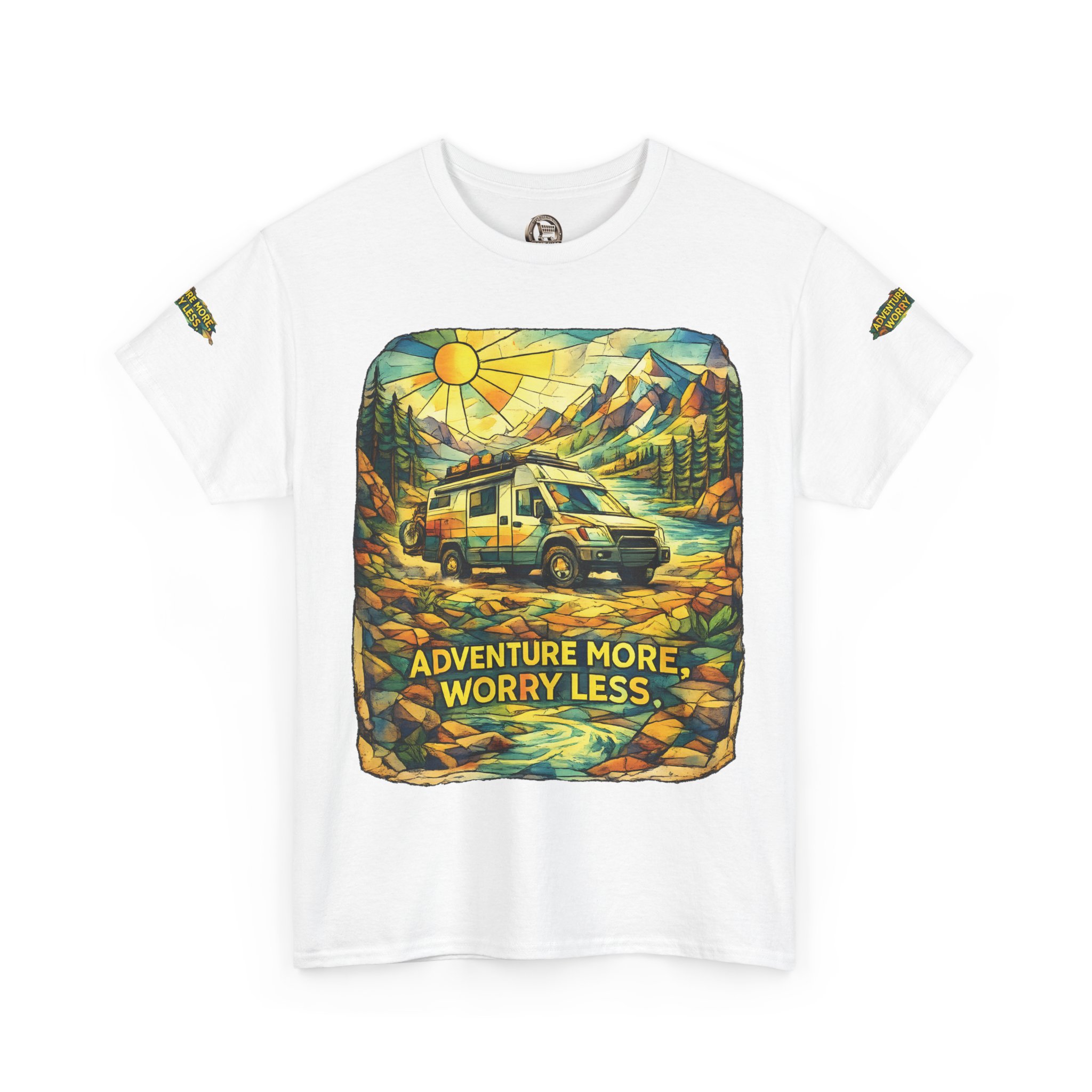 12024439686462129787_2048.jpeg Unisex Heavy Cotton Tee — "Adventure More Worry Less" Design Cubic-Line