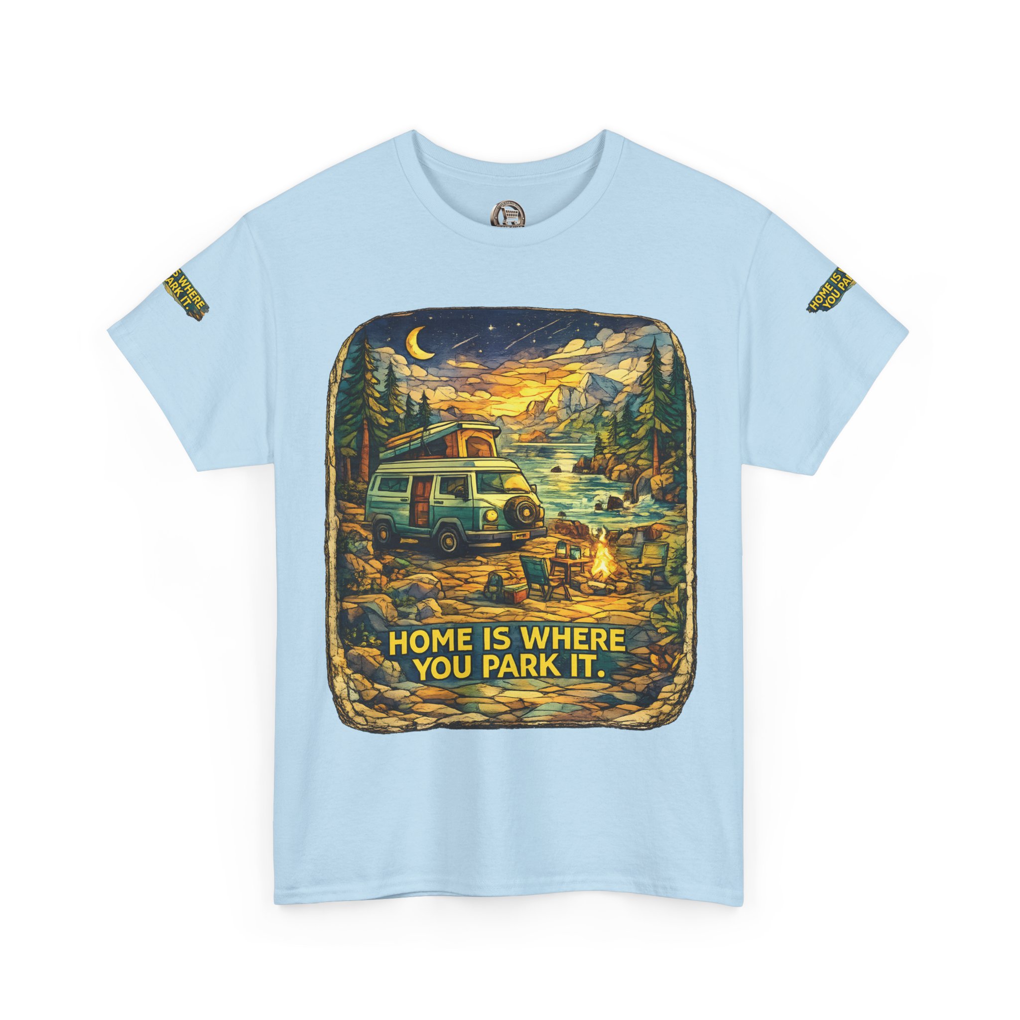 Unisex Heavy Cotton Tee — "Home Is Where You Park It" Design Cubic-Line