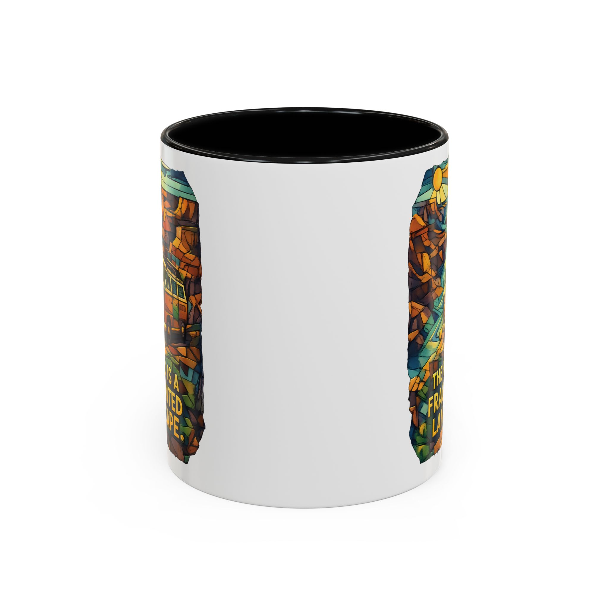12035690221174602311_2048.jpeg Accent Coffee Mug (11, 15oz) — "The Road Is A Fragmented Landscape" Design Cubic-Line