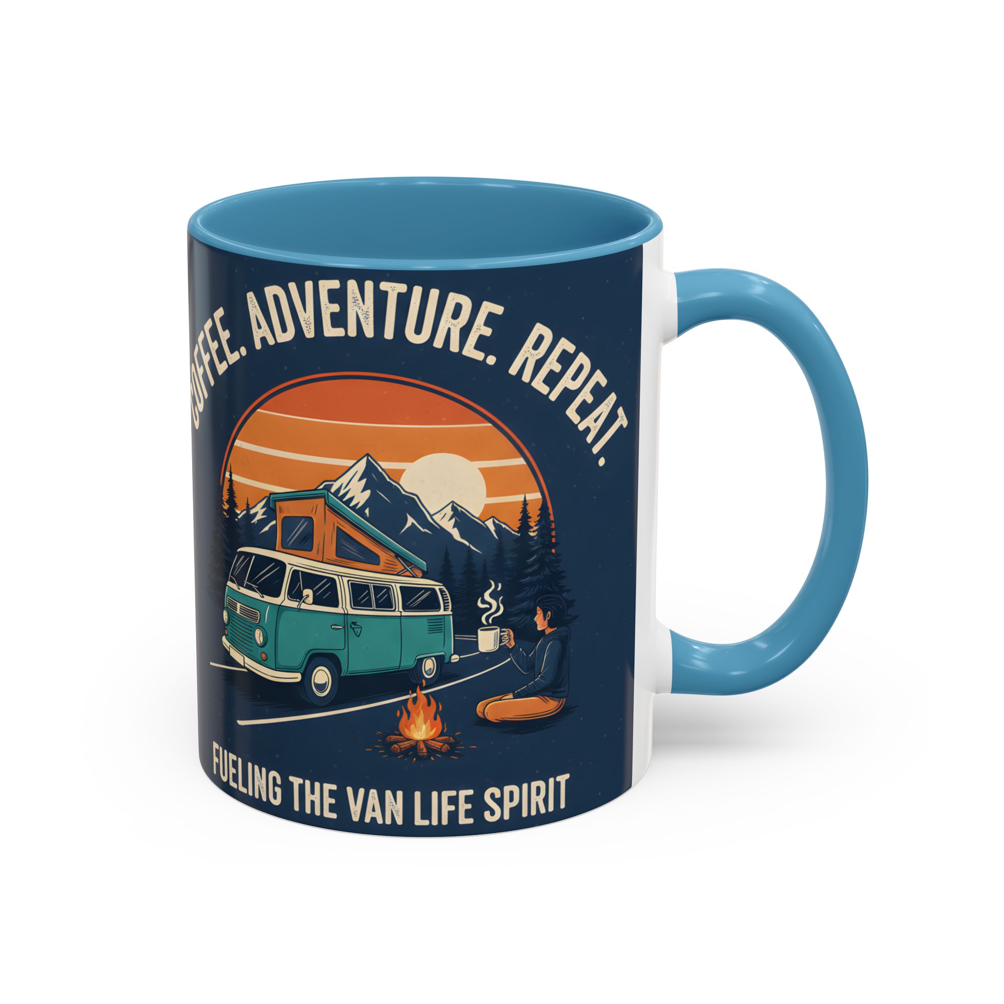 Accent Coffee Mug (11, 15oz) - "Coffee. Adventure. Repeat."