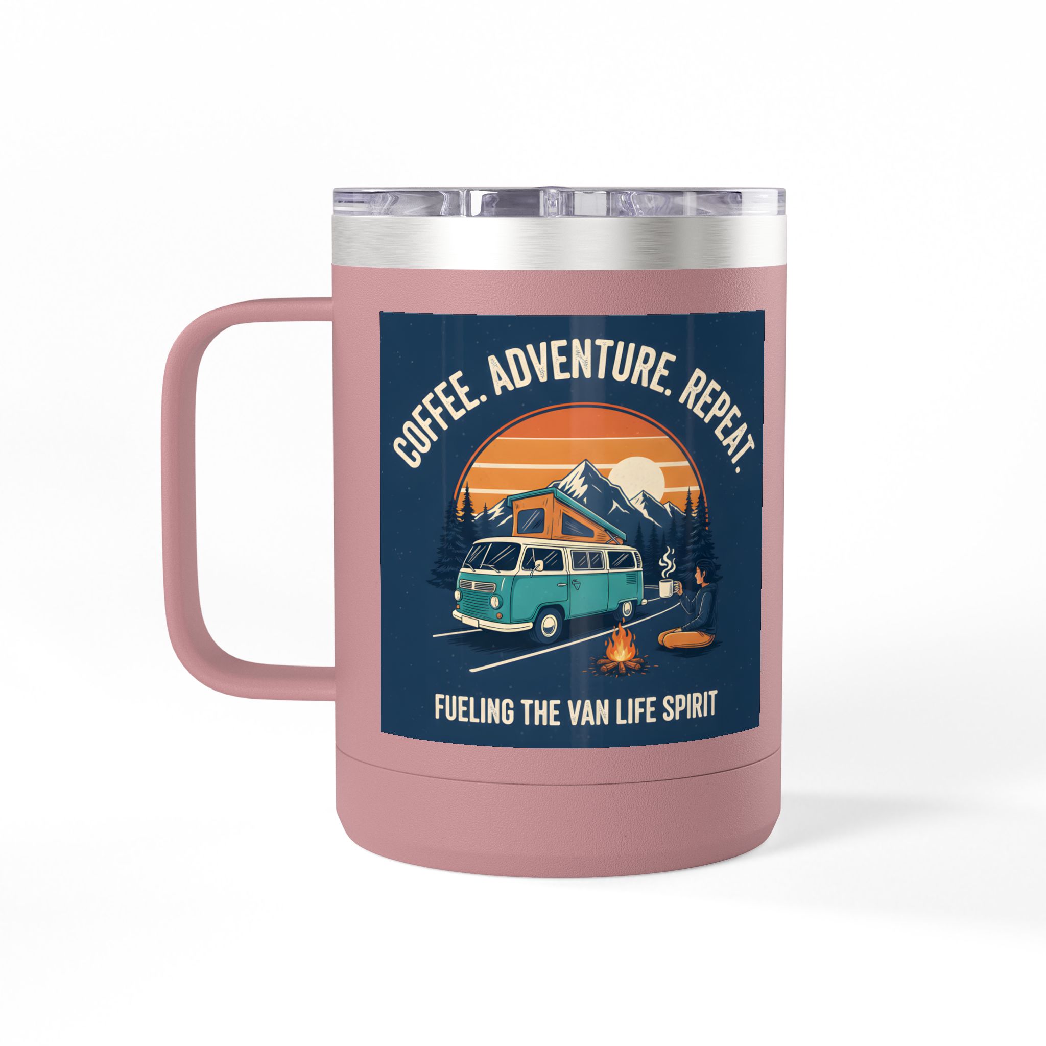Coffee Mug Tumbler, 15oz — “Coffee. Adventure. Repeat.”