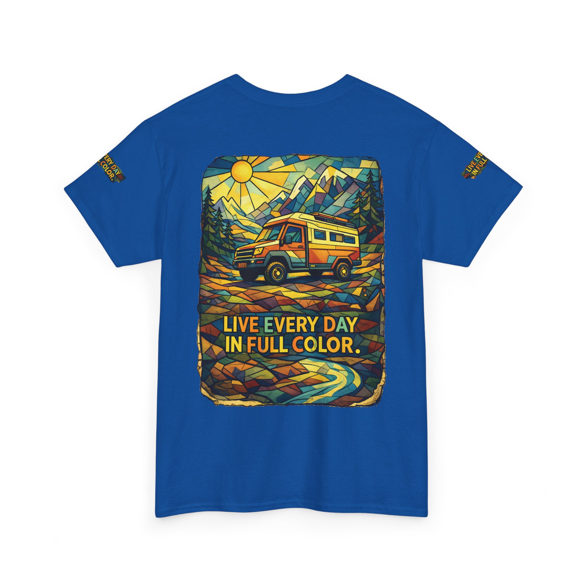 12045394706524231330_2048.jpeg Unisex Heavy Cotton Tee — "Live Life Every Day In Full Color" Design Cubic-Line
