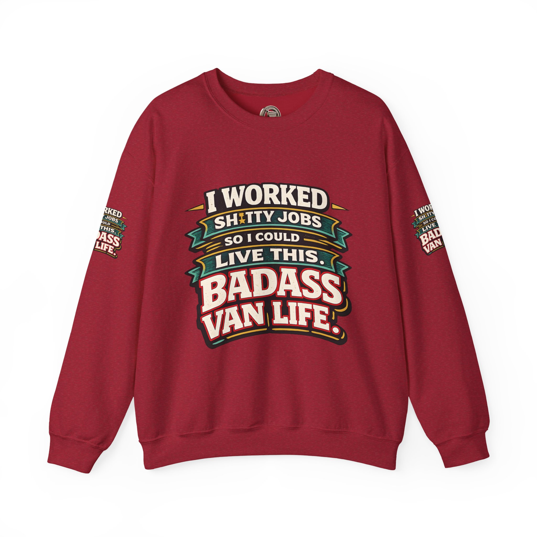 Unisex Heavy Blend™ Crewneck Sweatshirt — "I Worked Shitty Jobs" Design F**K-Line