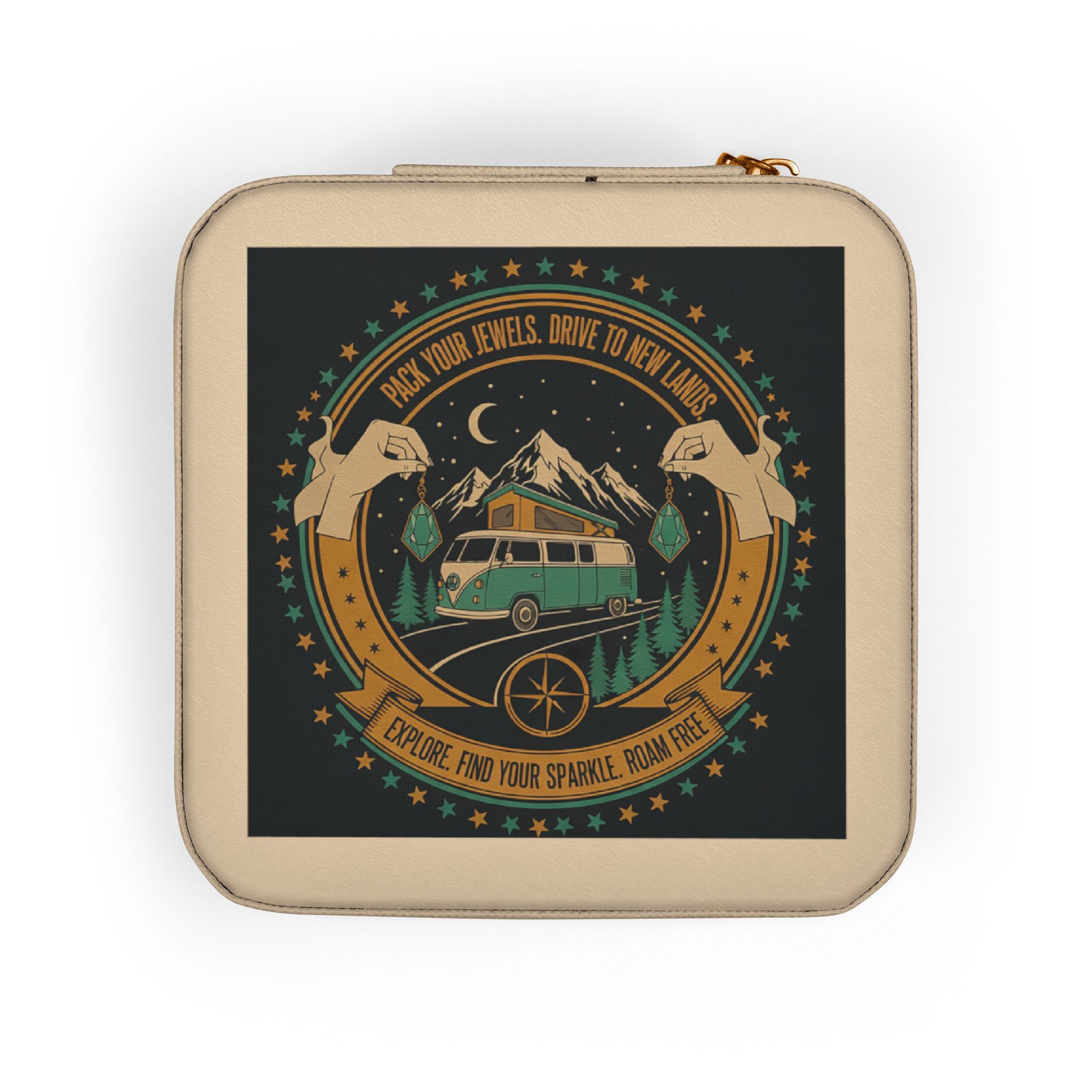 Jewelry Travel Case — Boho Camper Van Jewelry Organizer (Portable Ring & Earring Storage)