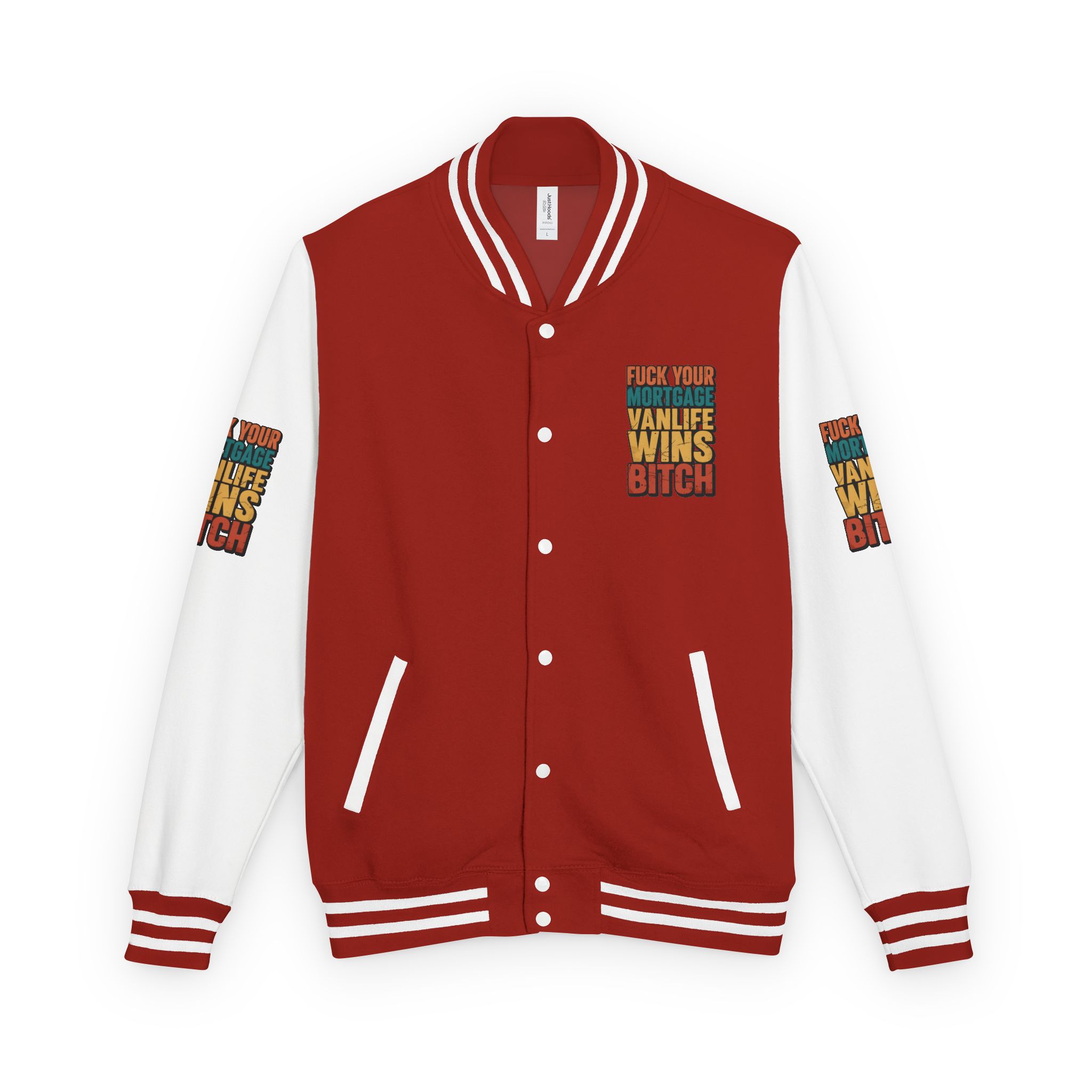 Unisex Heavyweight Letterman Jacket — "Fuck Your Mortgage" Design F**K-Line