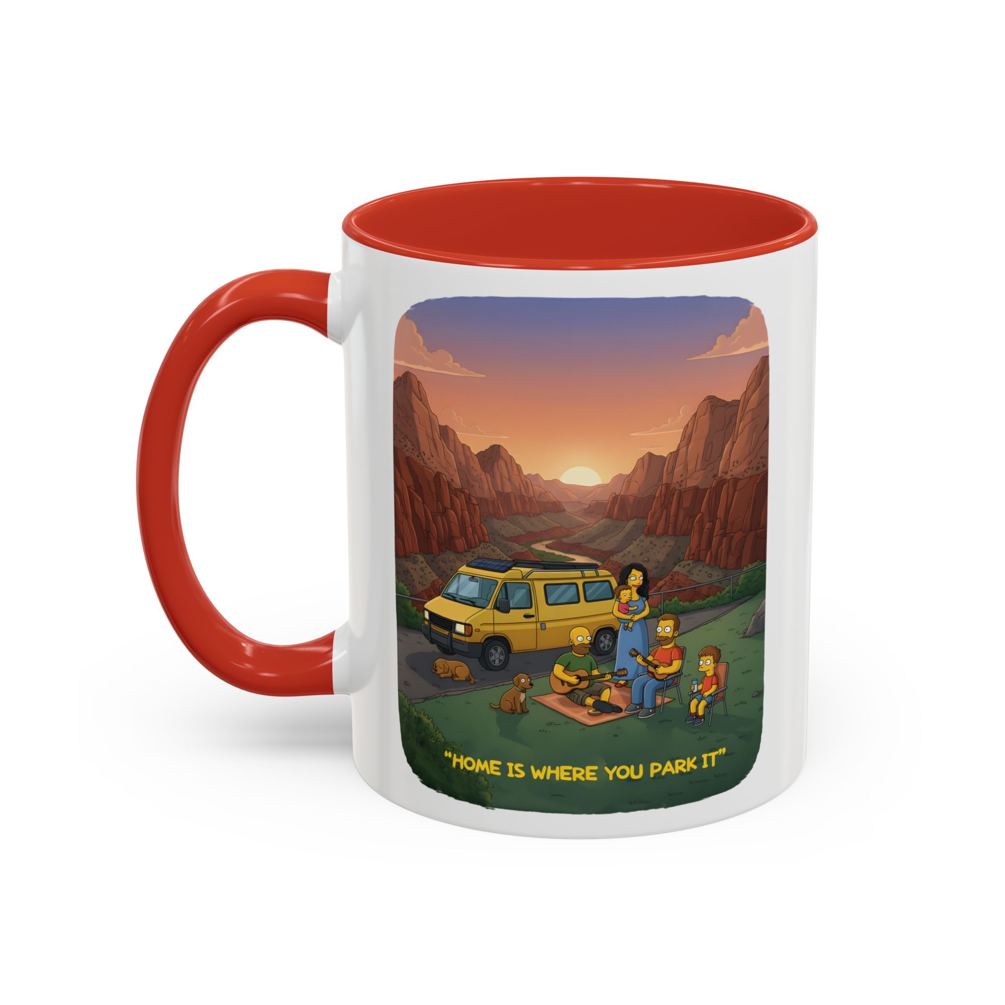 Accent Coffee Mug (11, 15oz) — "Home Is Where You Park It" Design Sitcom-Line