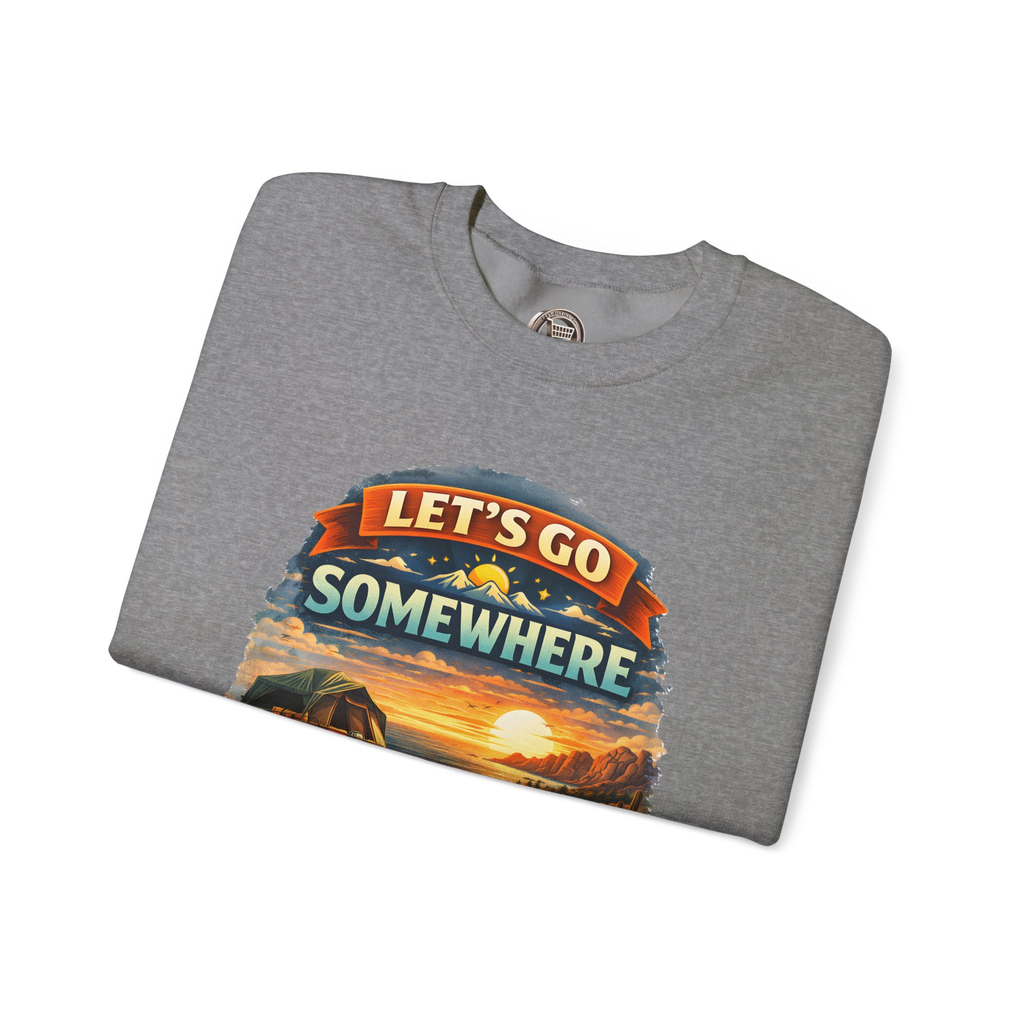 Unisex Heavy Blend™ Crewneck Sweatshirt — "Lets Go Somewhere" Design Scenic-Line