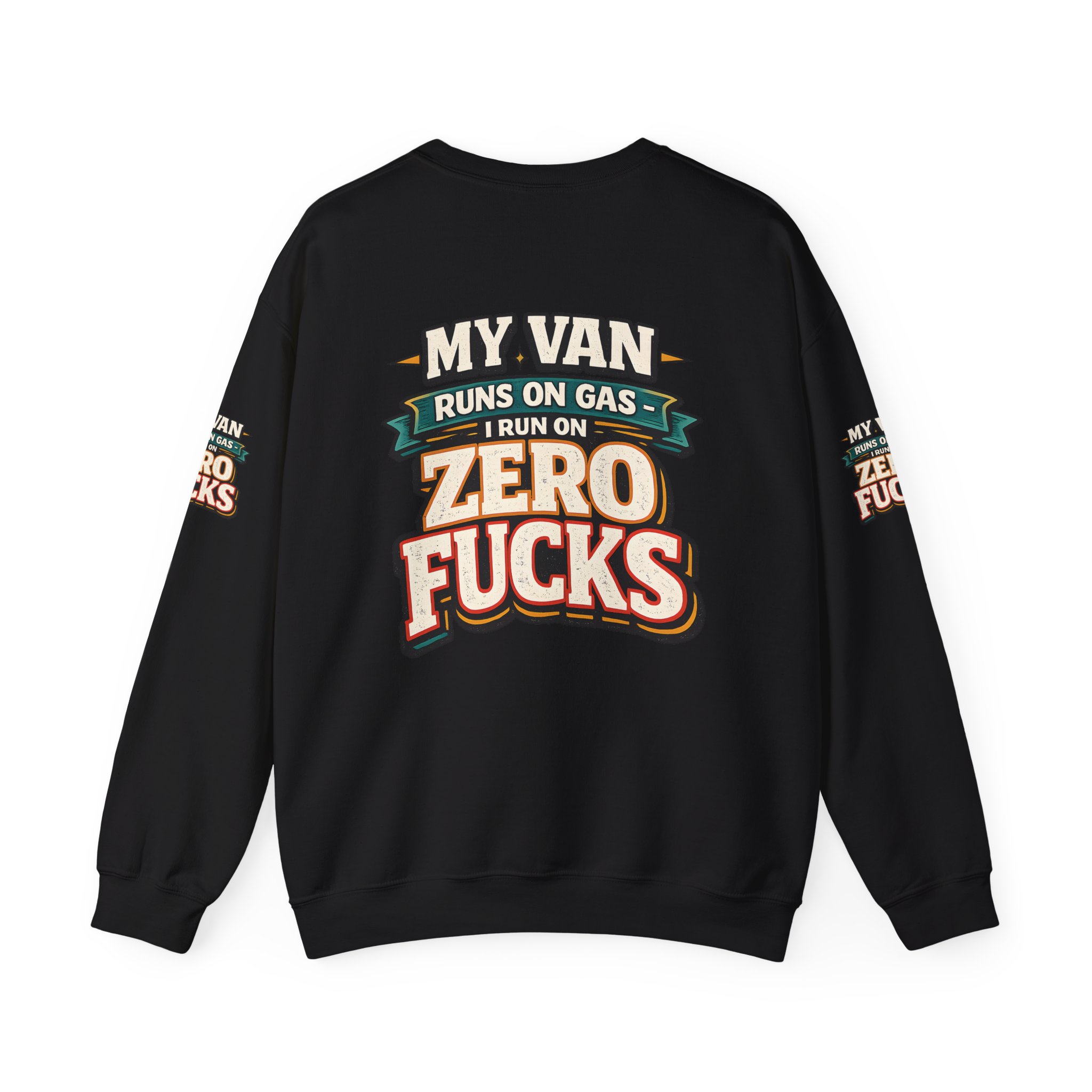Unisex Heavy Blend™ Crewneck Sweatshirt — "My Van Runs On Gas" Design F**K-Line