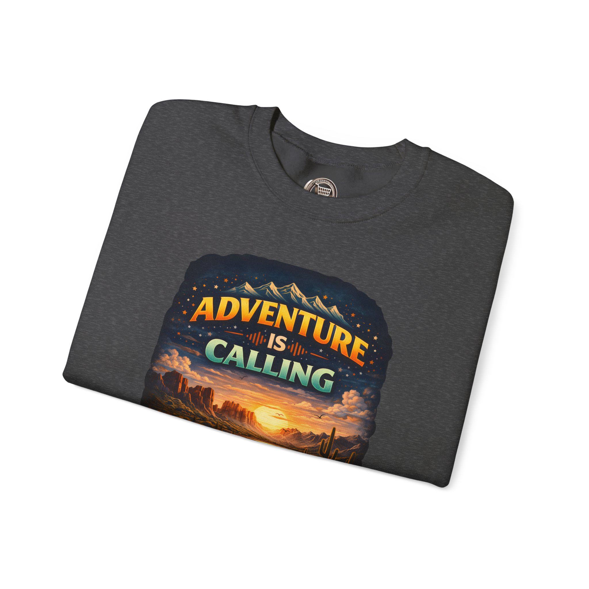Unisex Heavy Blend™ Crewneck Sweatshirt — "Adventure Is Calling" Design Scenic-Line