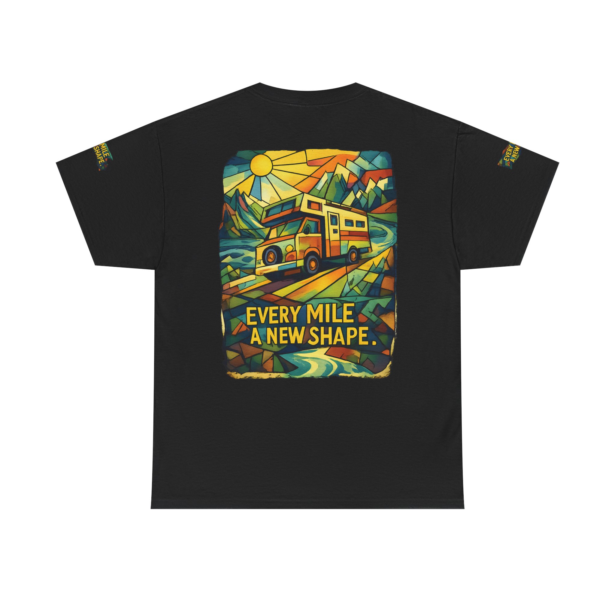 Unisex Heavy Cotton Tee — "Every Mile A New Shape" Design Cubic-Line