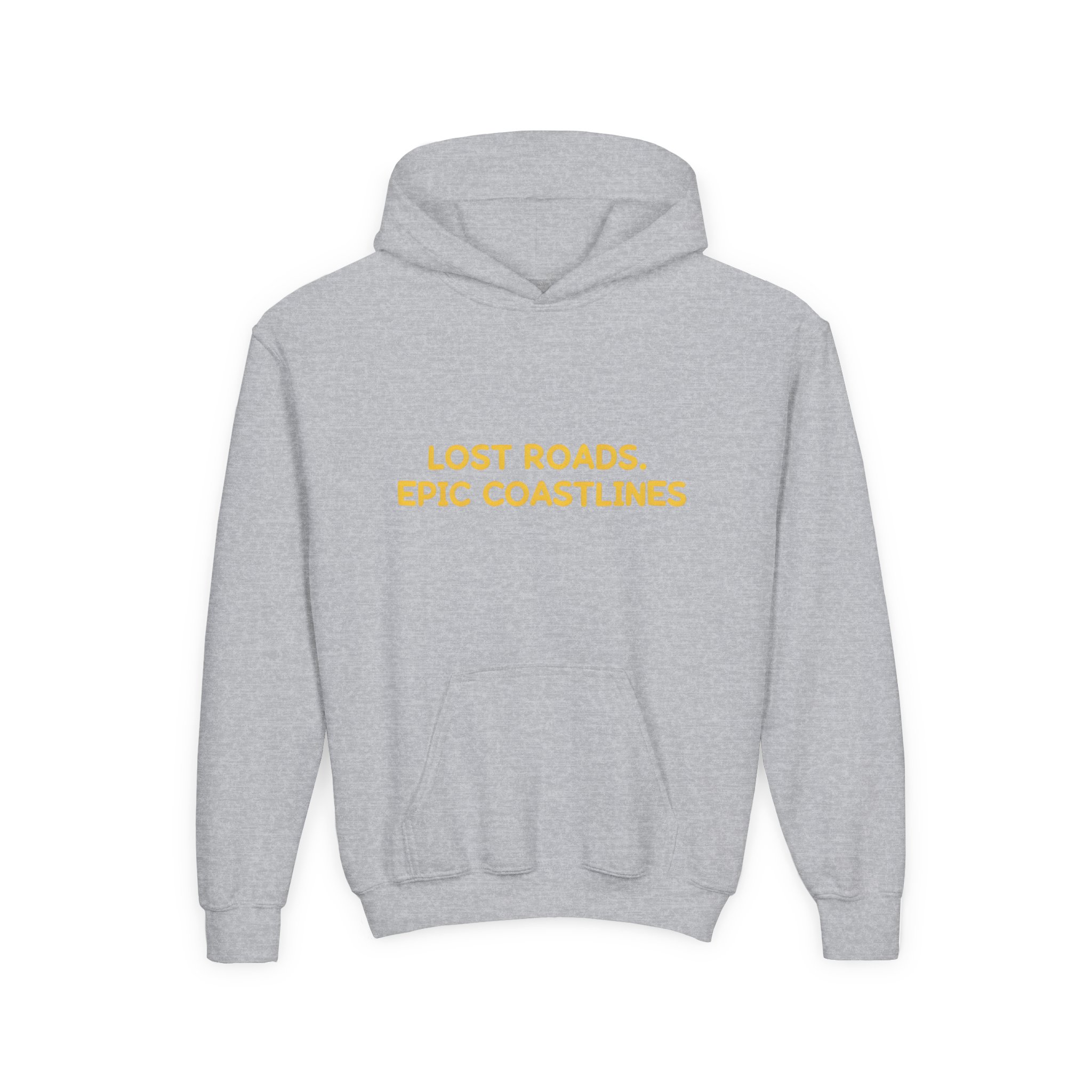 Youth Hoodie(Gildan) – "Lost Roads Epic Coastlines" (Design Sitcom-Line)