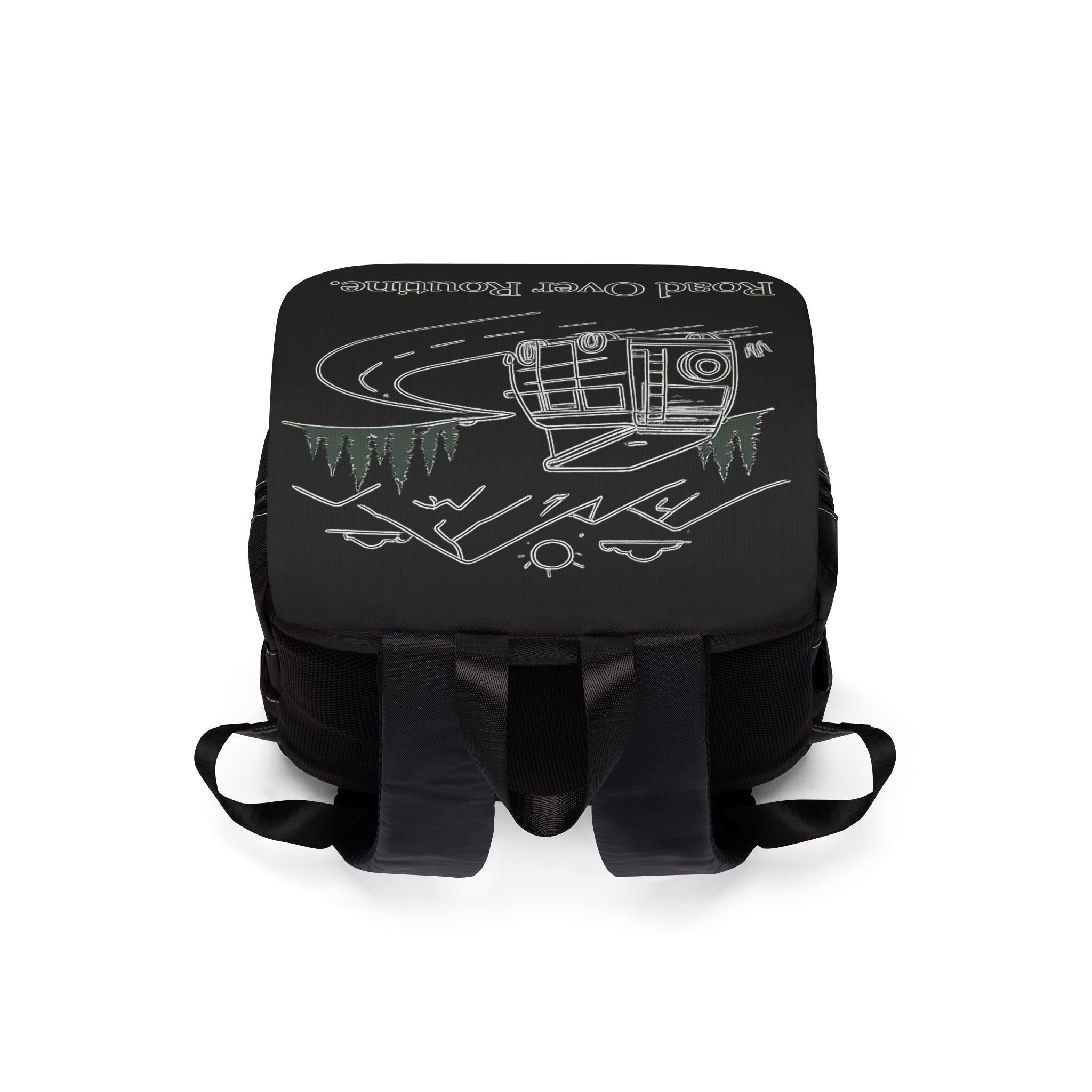 12077025435757209005_2048.jpeg Unisex Casual Shoulder Backpack — "Road Over Routine" Design Minimal-Line