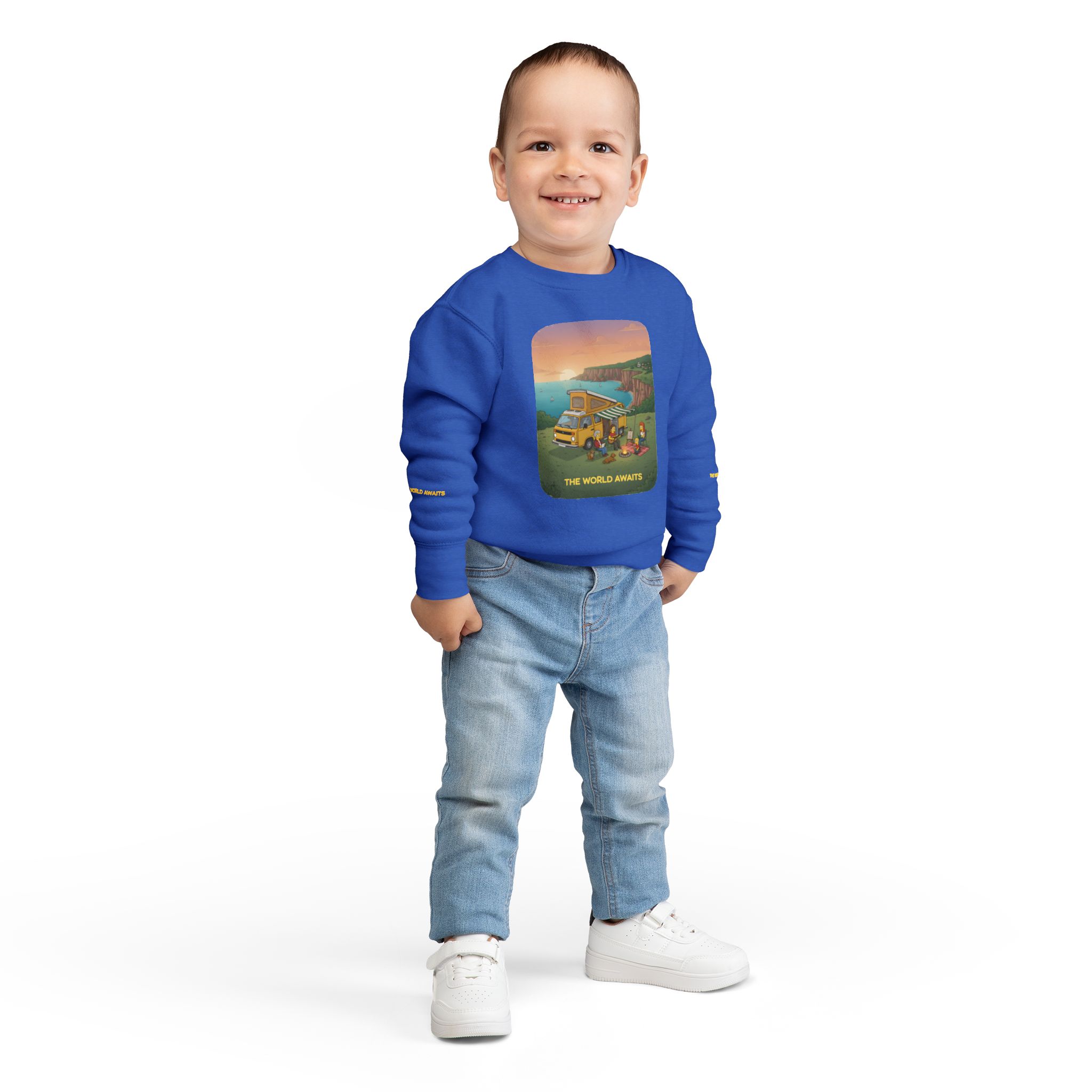 Toddler Sweatshirt - "The World Awaits" (Design Sitcom-Line)