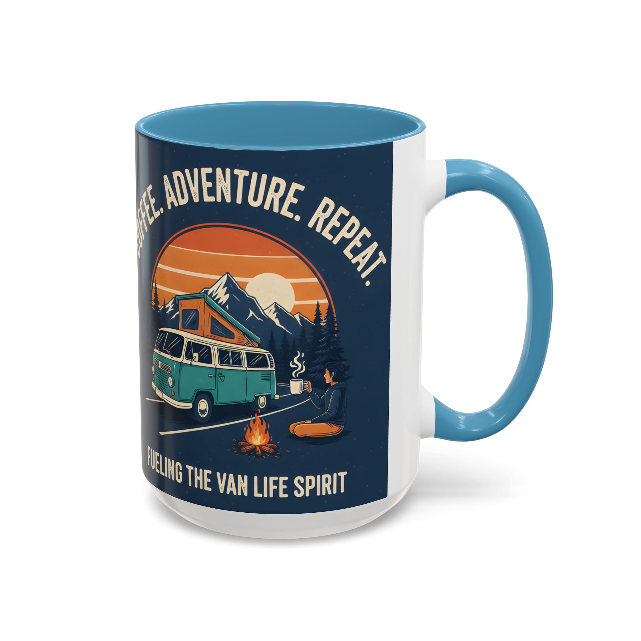 Accent Coffee Mug (11, 15oz) - "Coffee. Adventure. Repeat."