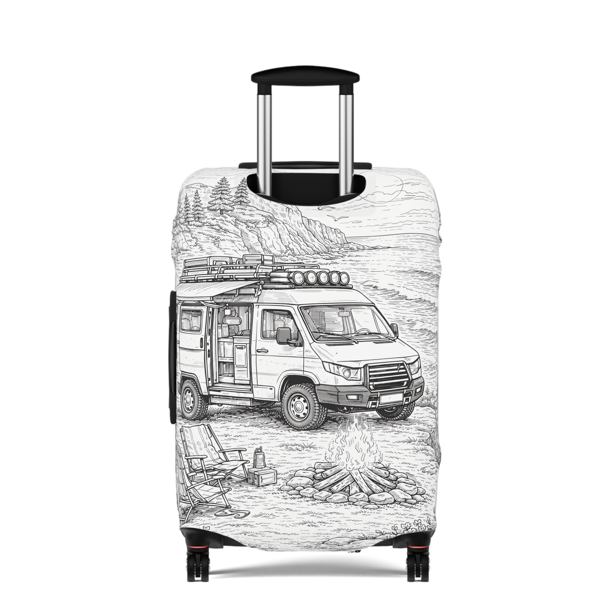 Luggage Cover — Adventure Camper Sketch Travel Suitcase