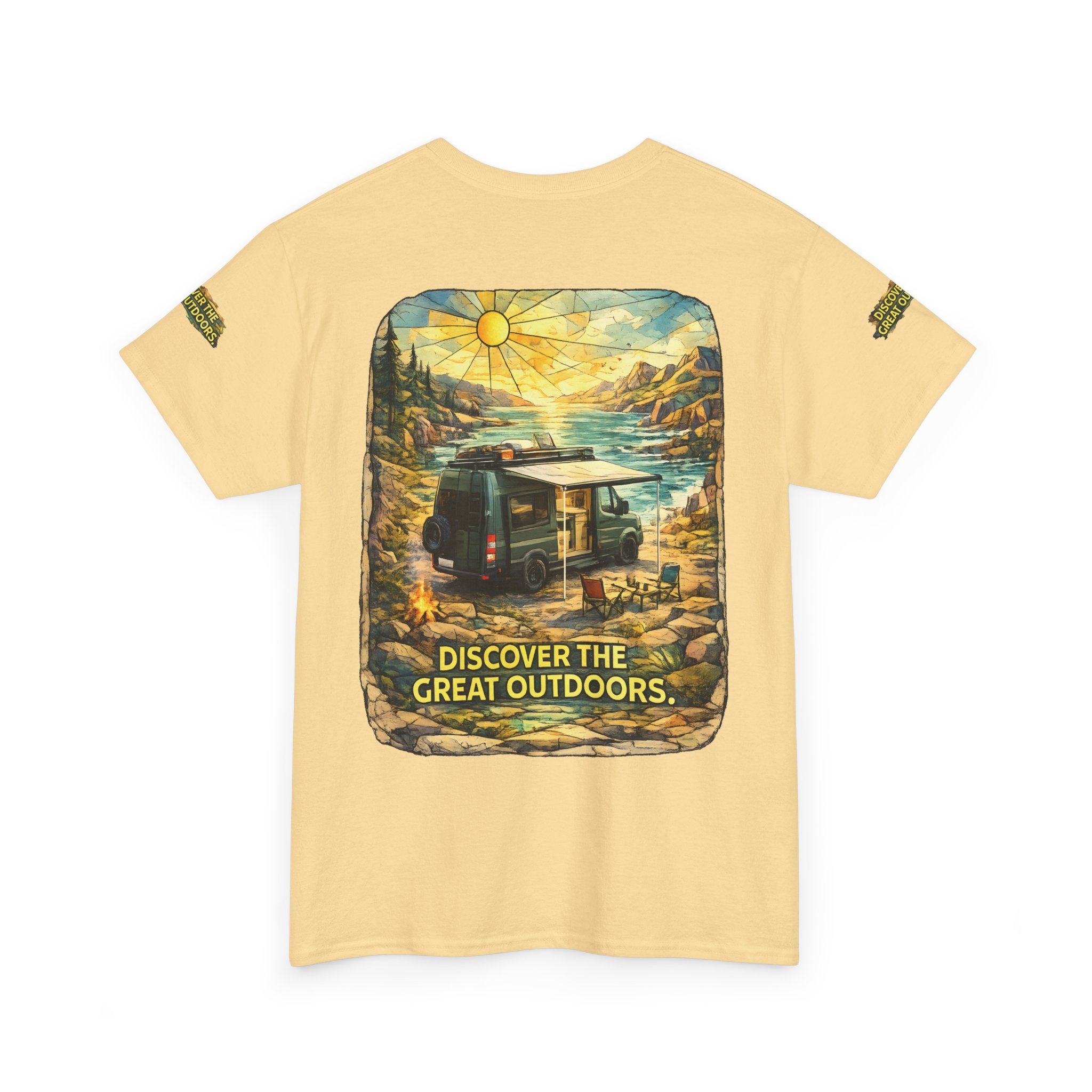 Unisex Heavy Cotton Tee — "Discover The Great Outdoors" Design Cubic-Line