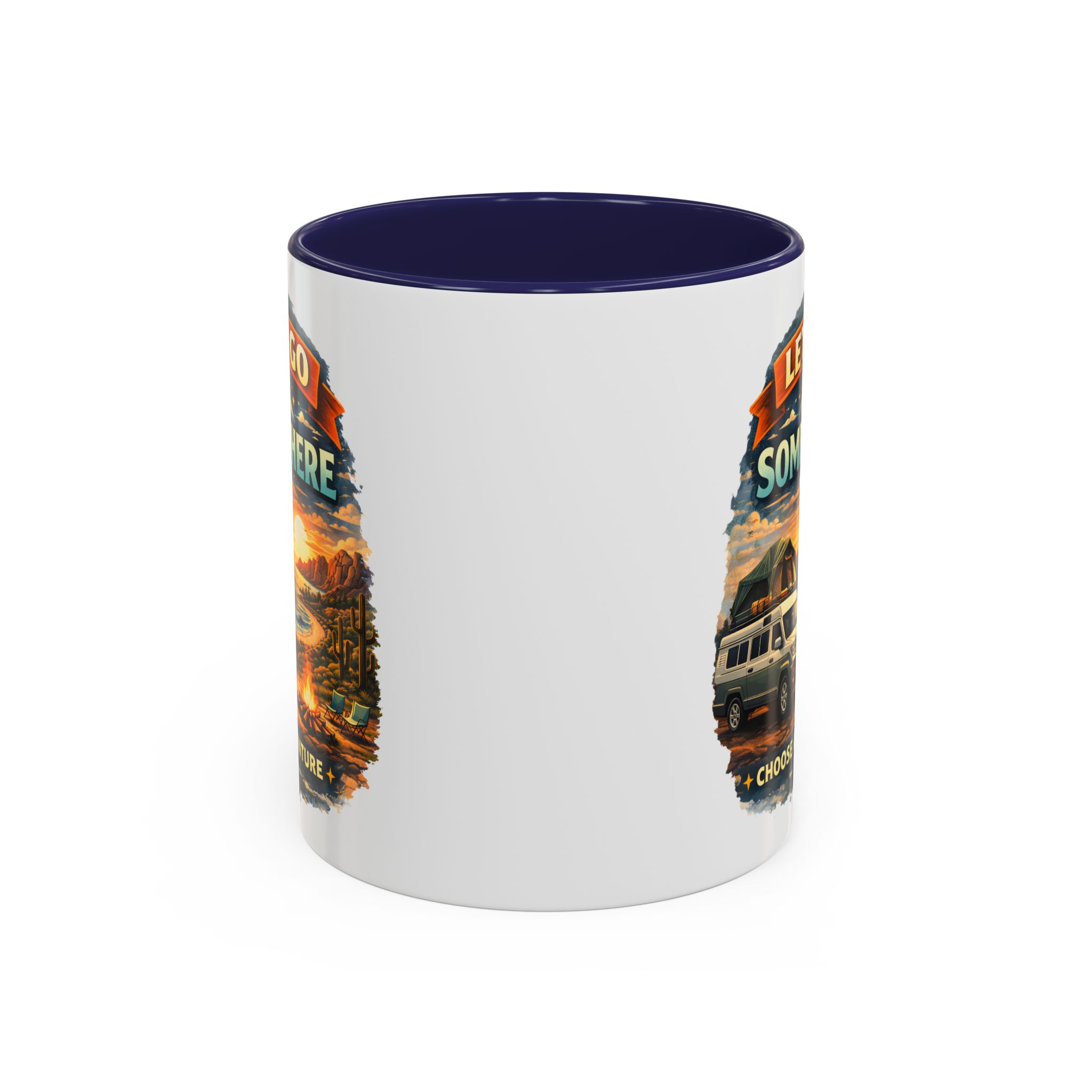 Accent Coffee Mug (11, 15oz) — "Lets Go Somewhere" Design Scenic-Line