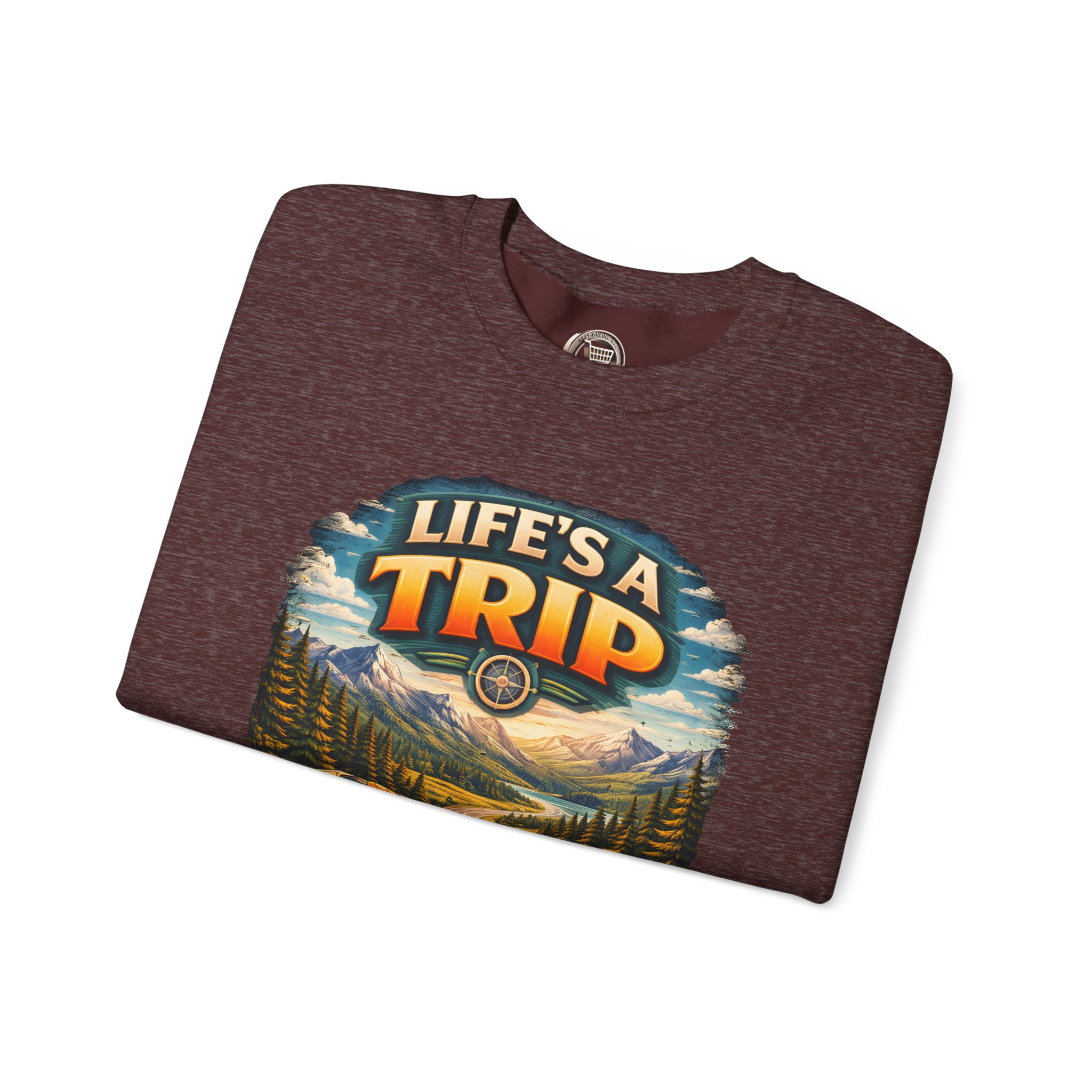 Unisex Heavy Blend™ Crewneck Sweatshirt — "Life s A Trip" Design Scenic-Line