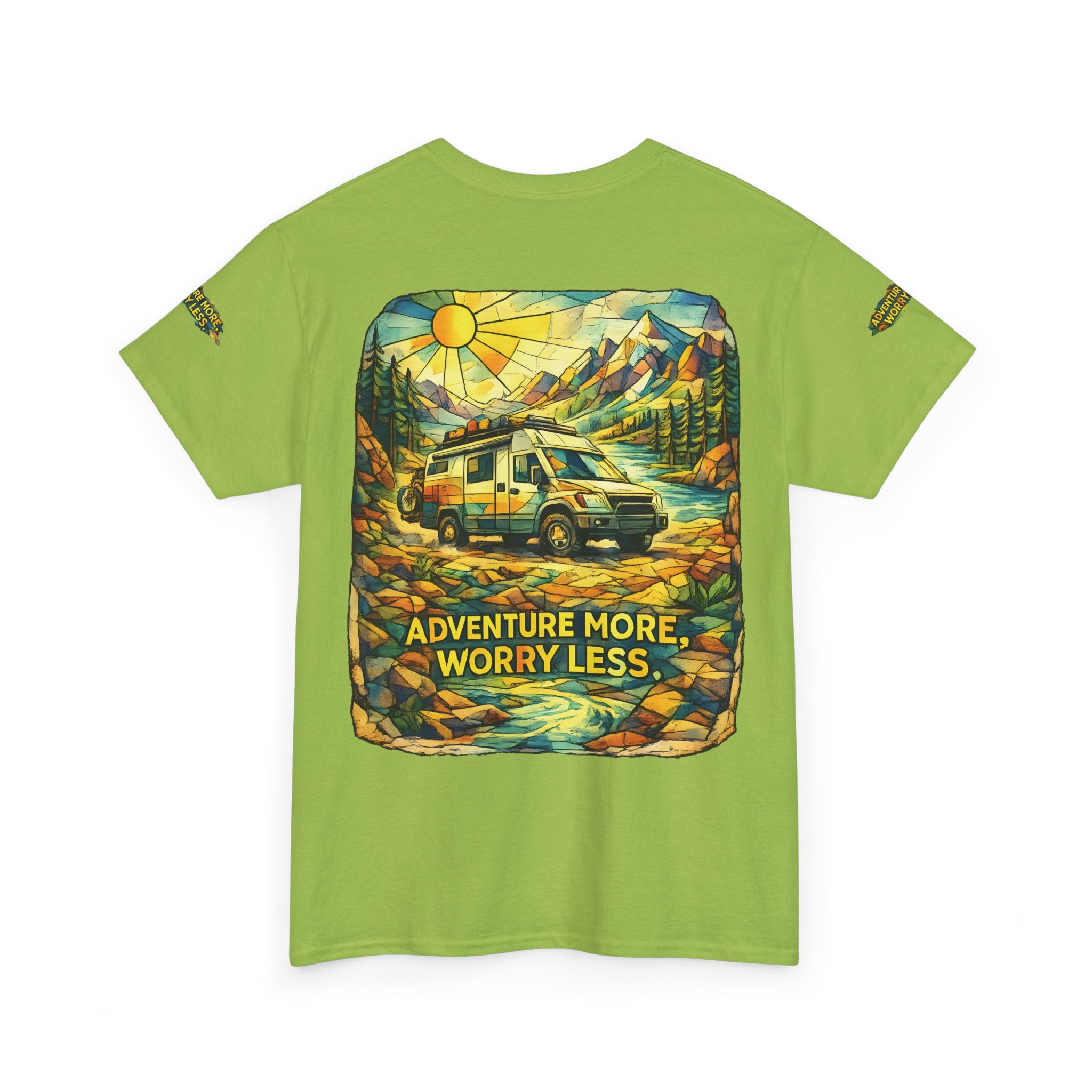12098203803089259741_2048.jpeg Unisex Heavy Cotton Tee — "Adventure More Worry Less" Design Cubic-Line