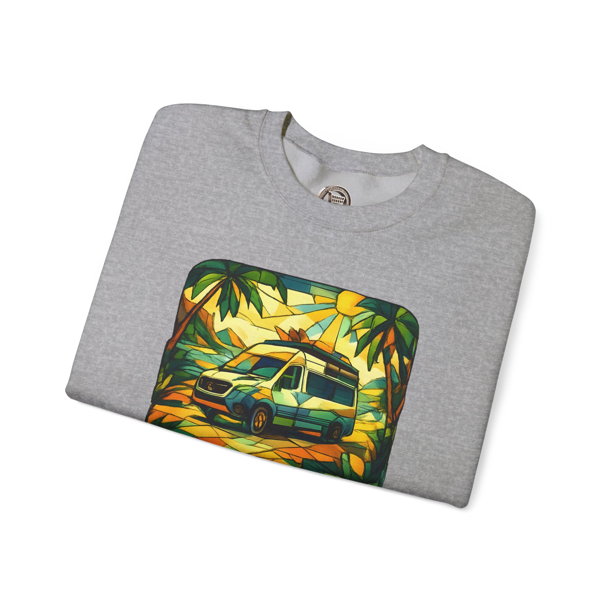 Unisex Heavy Blend™ Crewneck Sweatshirt — "Exploration In Every Angle" Design Cubic-Line
