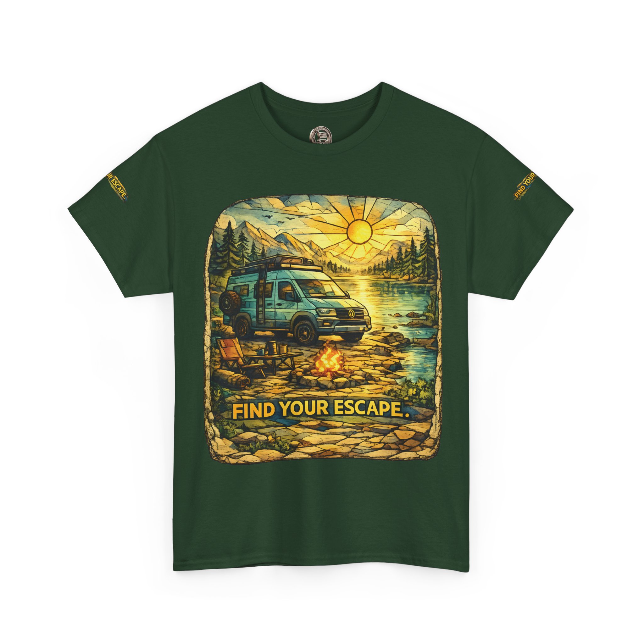 Unisex Heavy Cotton Tee — "Find Your Escape" Design Cubic-Line