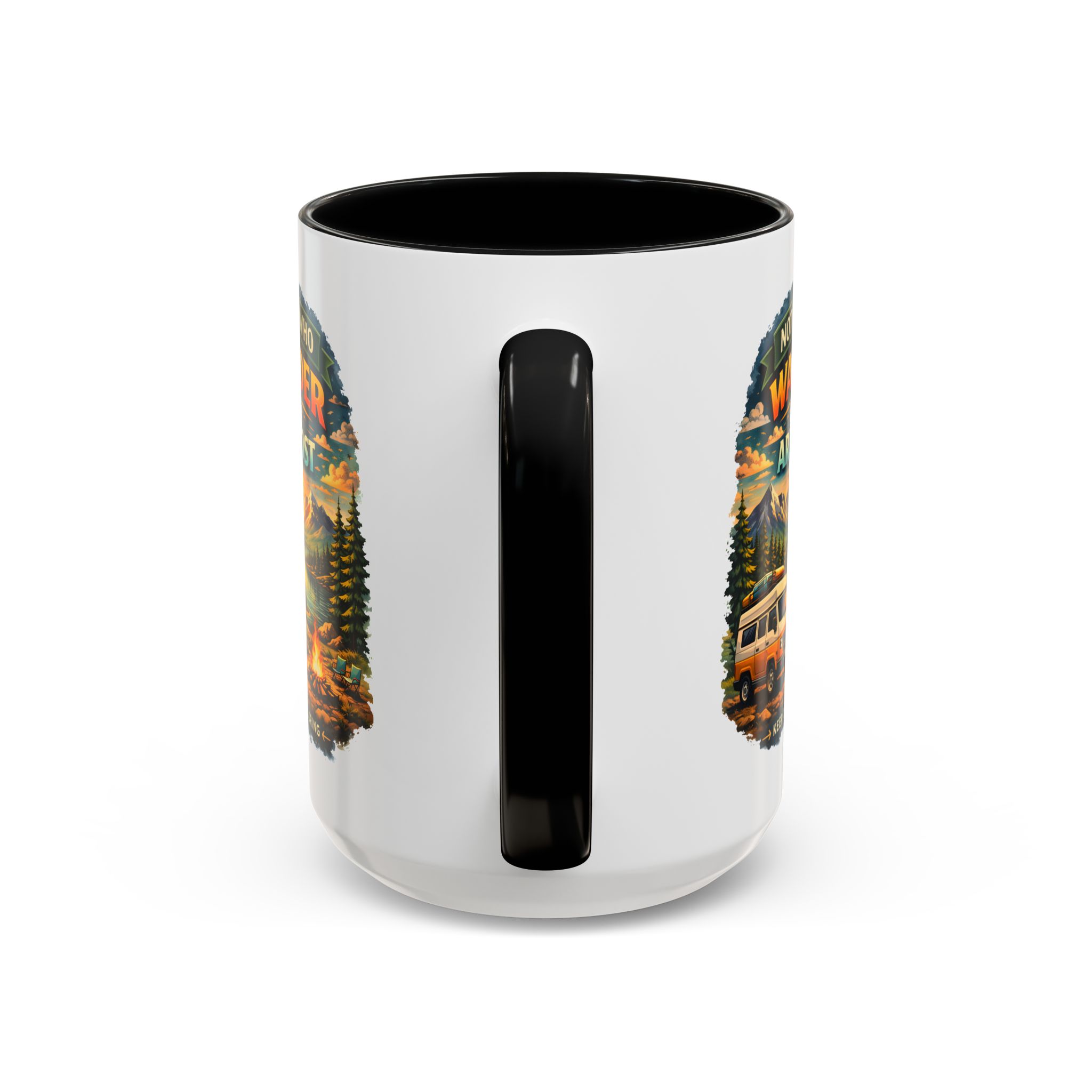 Accent Coffee Mug (11, 15oz) — "Not All Who Wander Are Lost" Design Scenic-Line