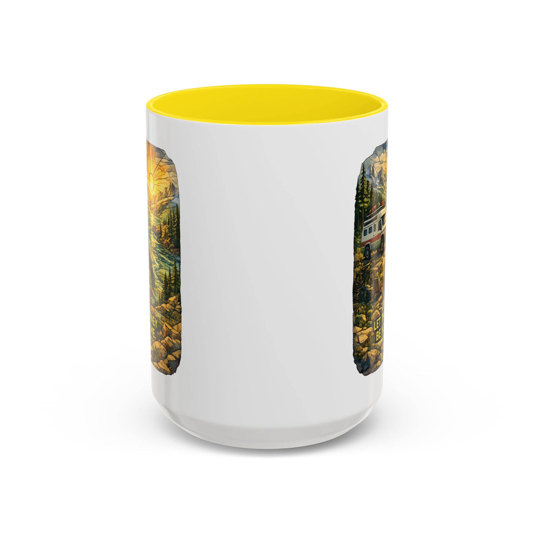 Accent Coffee Mug (11, 15oz) — "Let The Journey Be Your Home" Design Cubic-Line