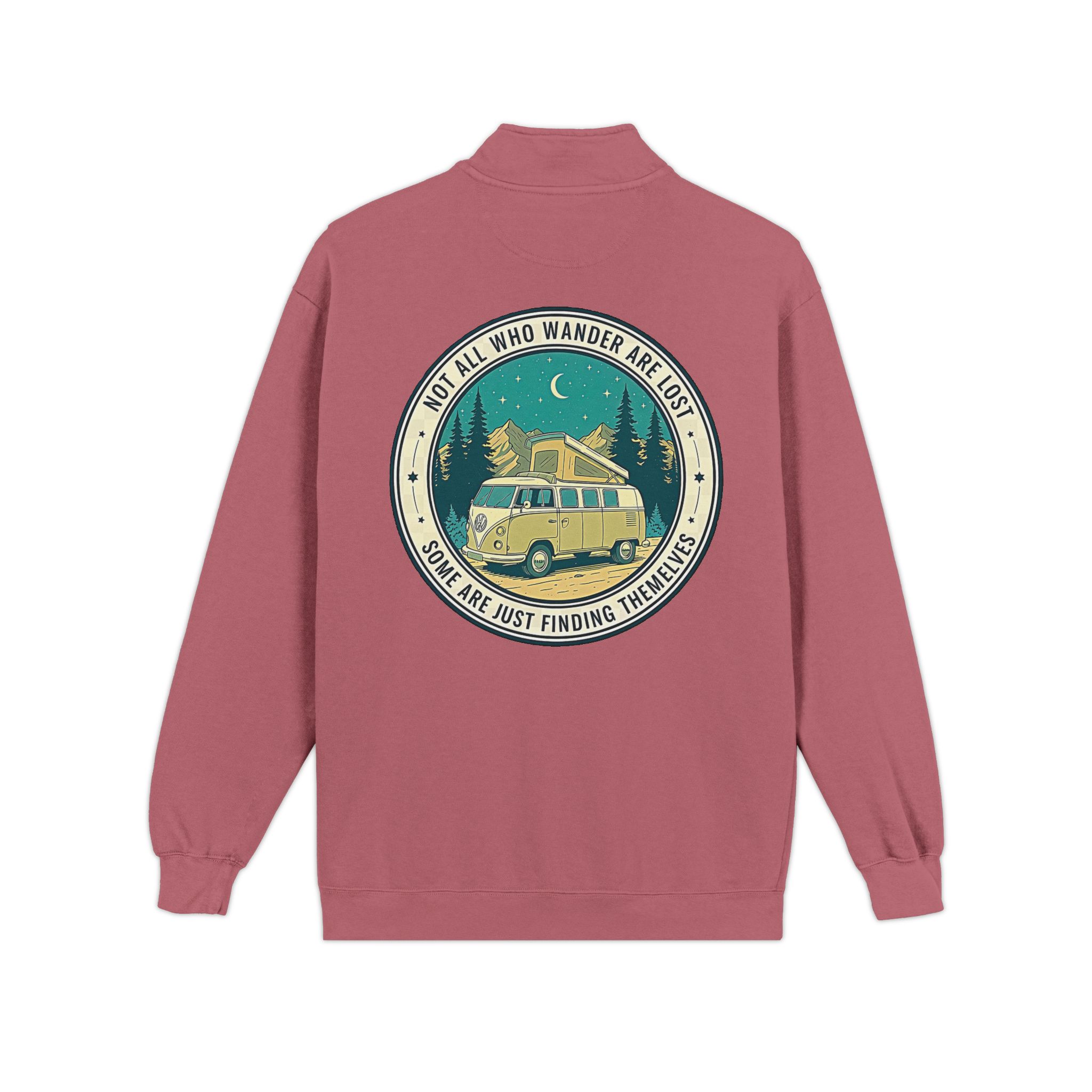 Quarter-Zip Sweatshirt(Comfort Colors®) — "Not All Who Wander Are Lost" Retro Camper Pullover