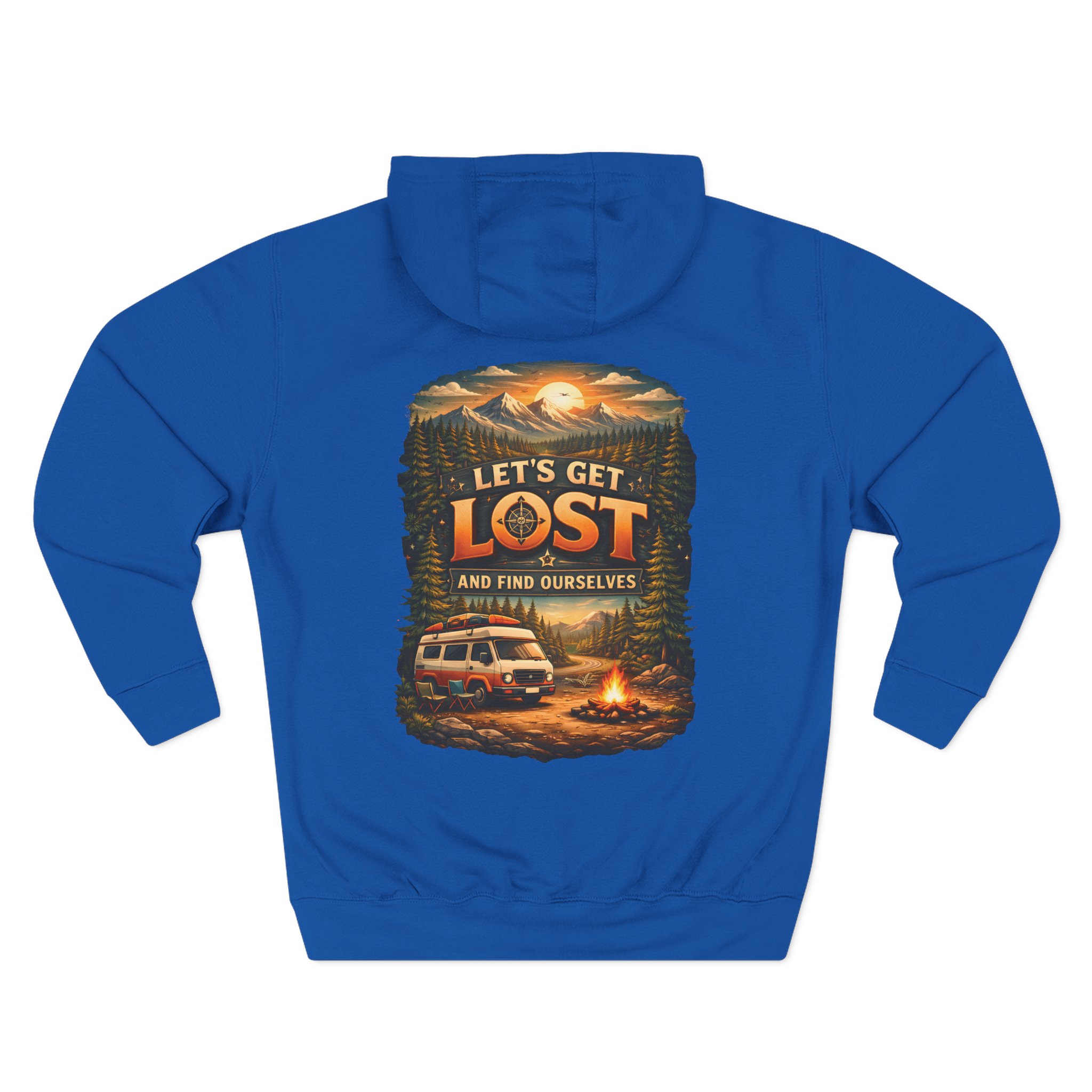Three-Panel Fleece Hoodie - "Let´s Get Lost And Found Ourselfs" Design Scenic-Line