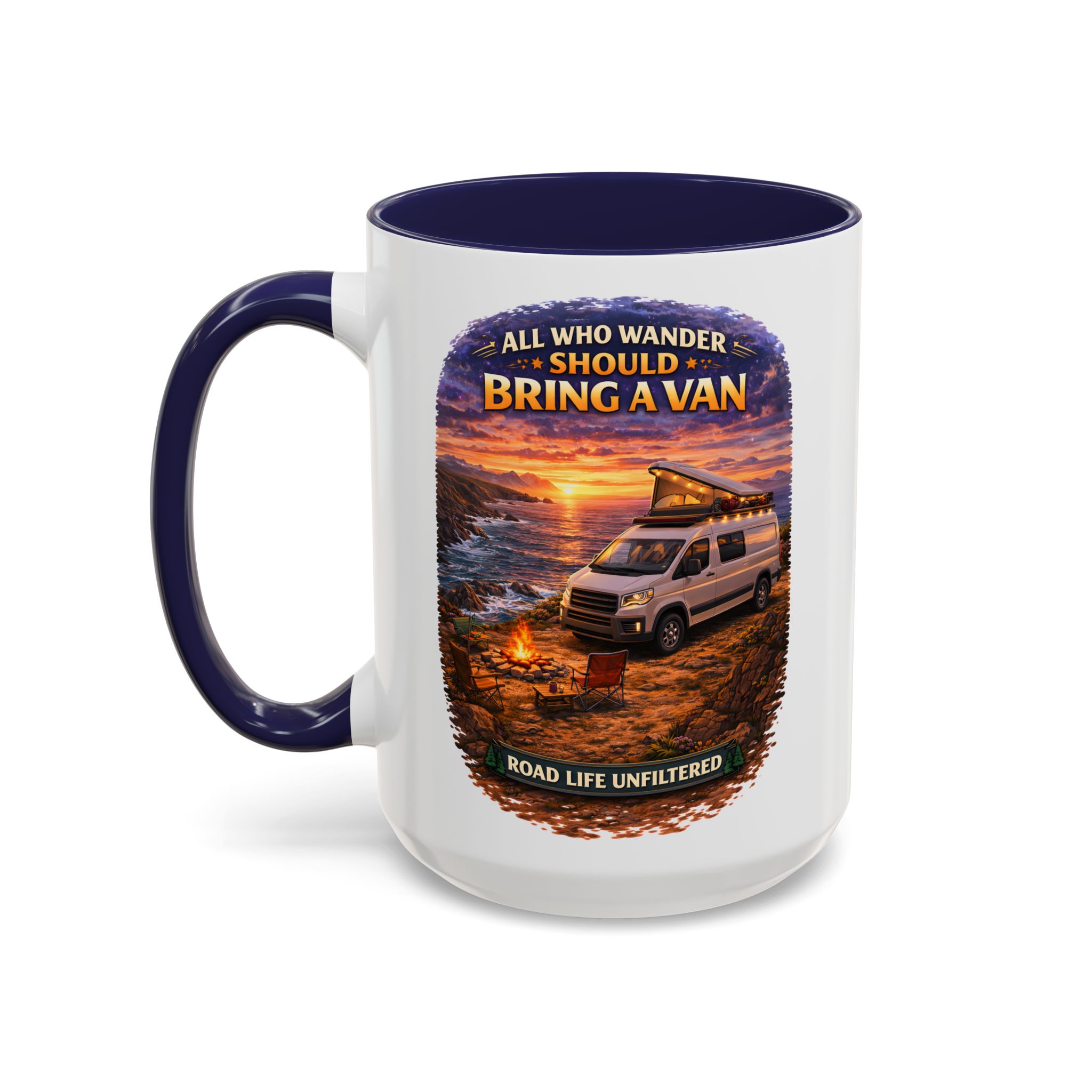 12111556522513329908_2048.jpeg Accent Coffee Mug (11, 15oz) — "All Who wander Should Bring A Van" Design Scenic-Line