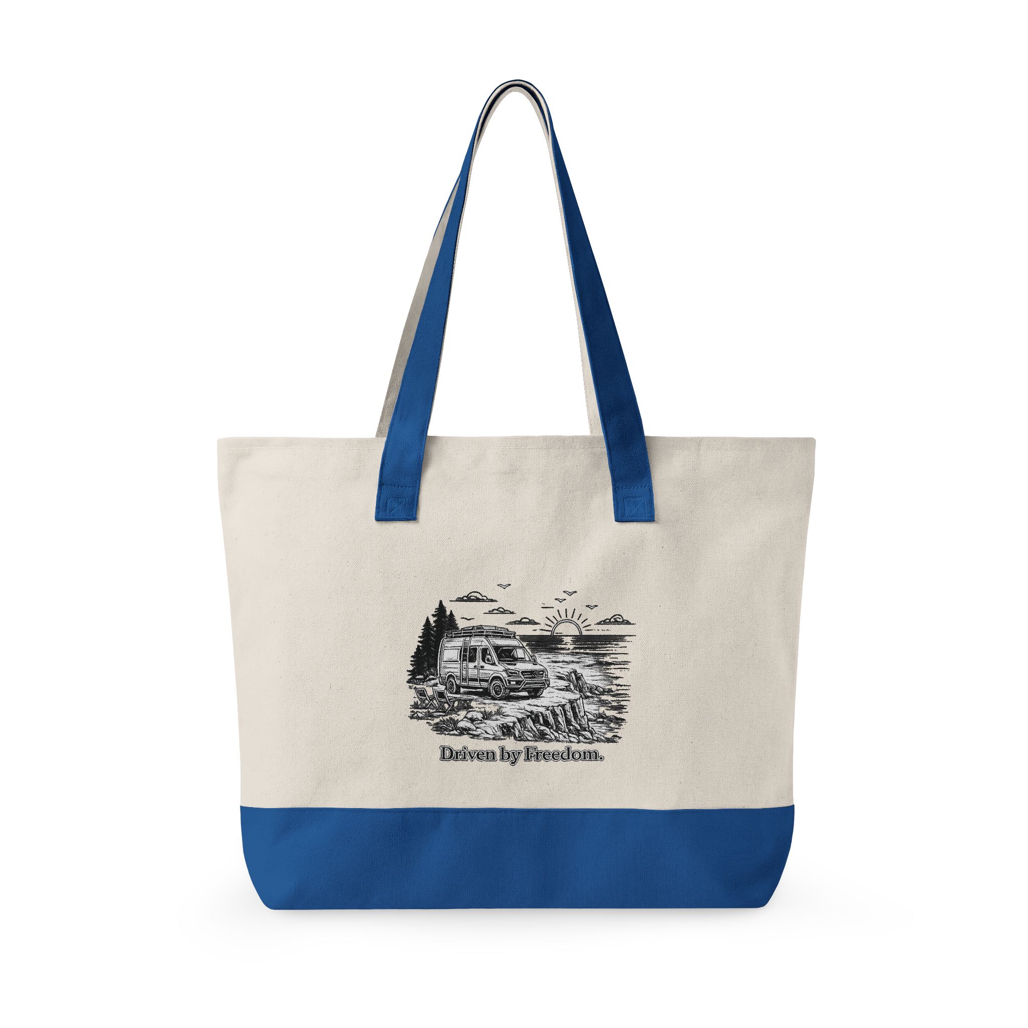 Zippered Canvas Tote — "Drive By Freedom" (Design Minimal-Line)