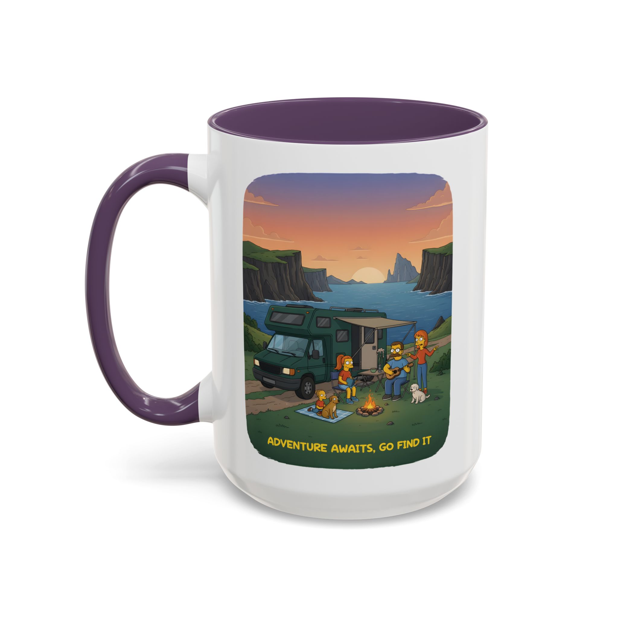 Accent Coffee Mug (11, 15oz) — "Adventure Awaits-Go Find It"" Design Sitcom-Line