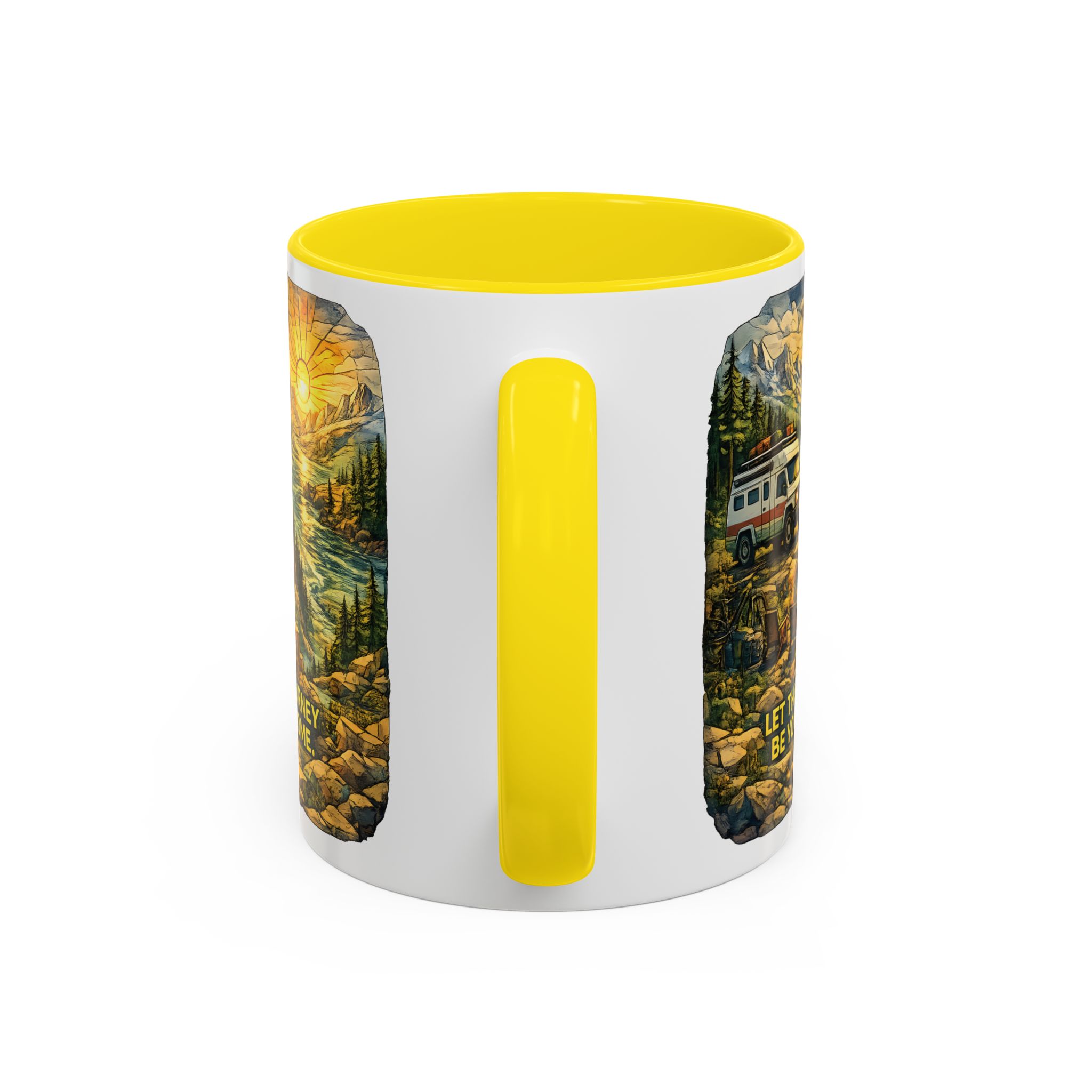 Accent Coffee Mug (11, 15oz) — "Let The Journey Be Your Home" Design Cubic-Line