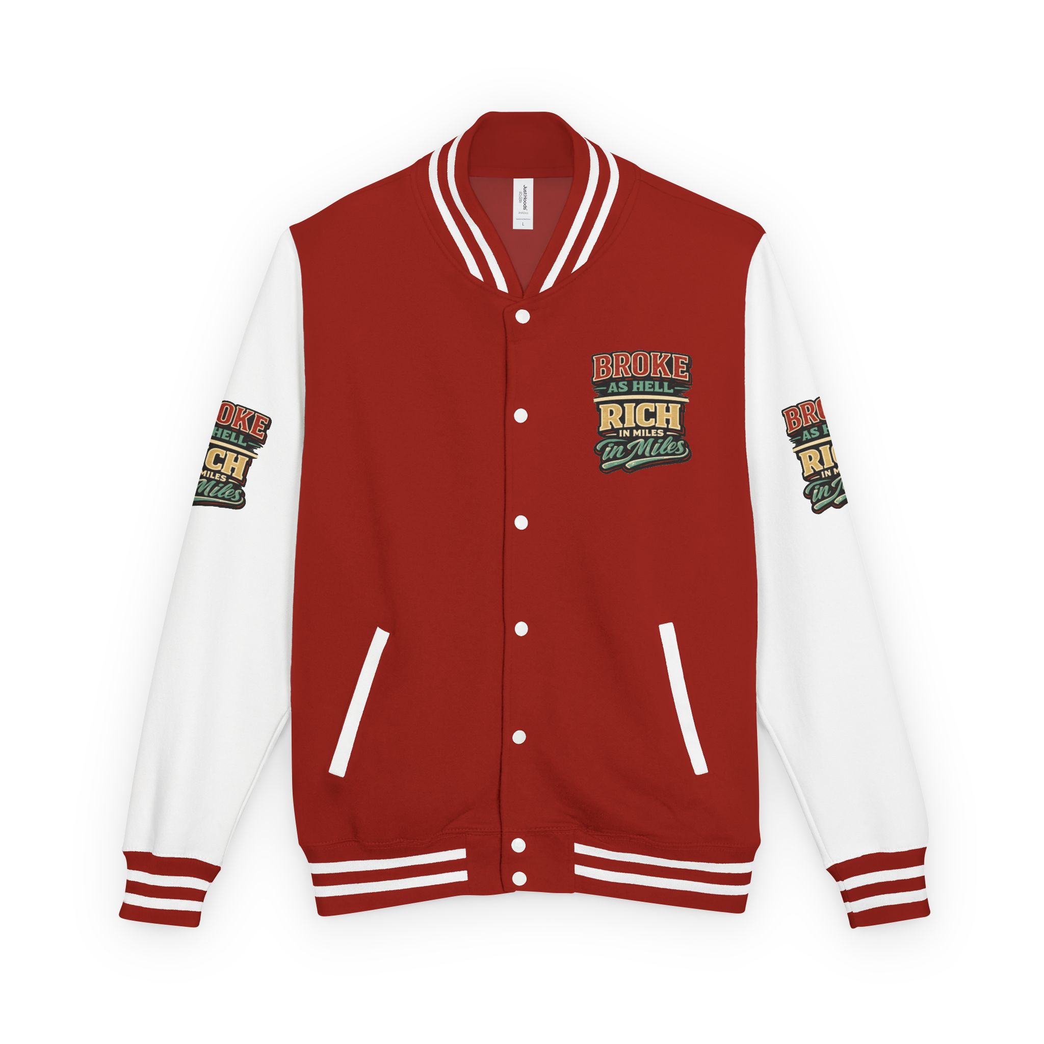 Unisex Heavyweight Letterman Jacket — "Broke As Hell" Design F**K-Line