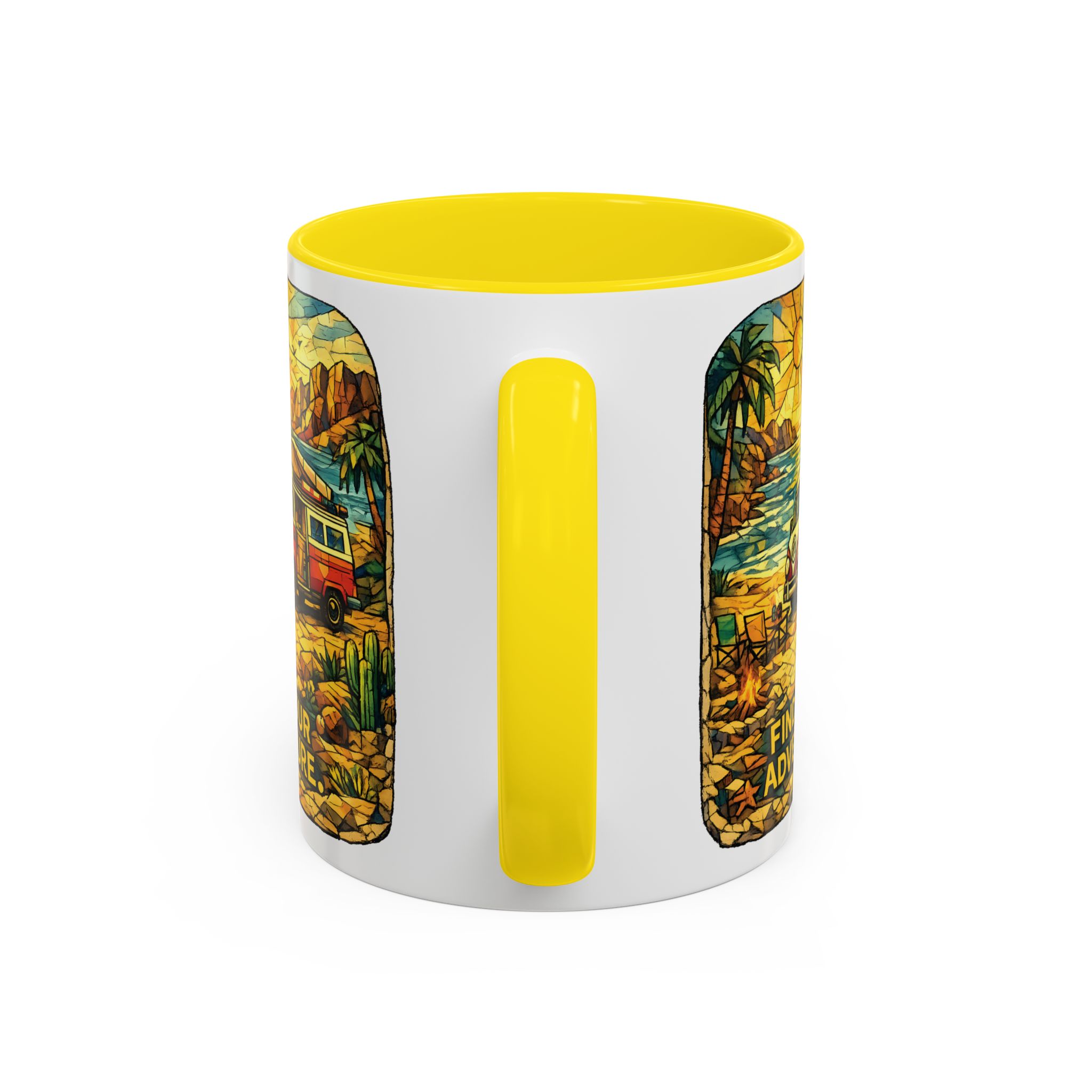 Accent Coffee Mug (11, 15oz) — ""Find Your Adventure"" Design Cubic-Line