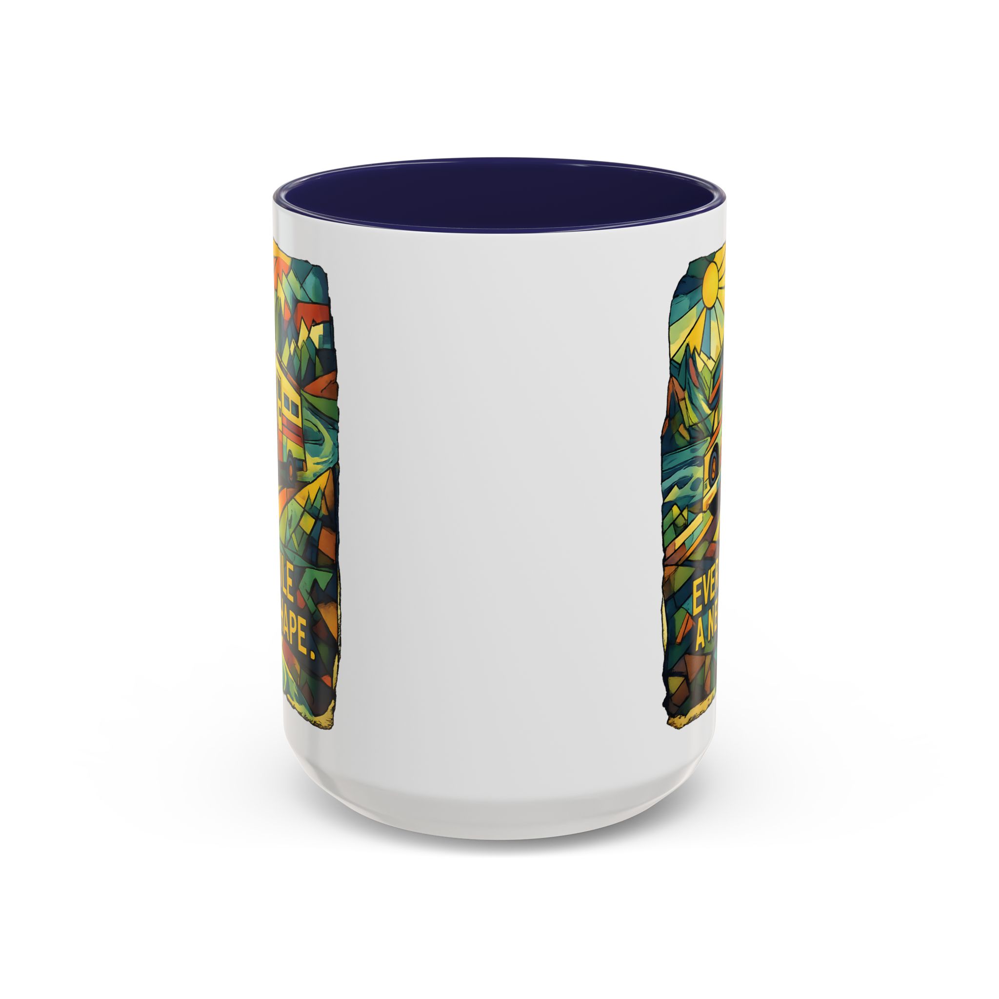 12129990444632463034_2048.jpeg Accent Coffee Mug (11, 15oz) — "Every Mile A New Shape" Design Cubic-Line