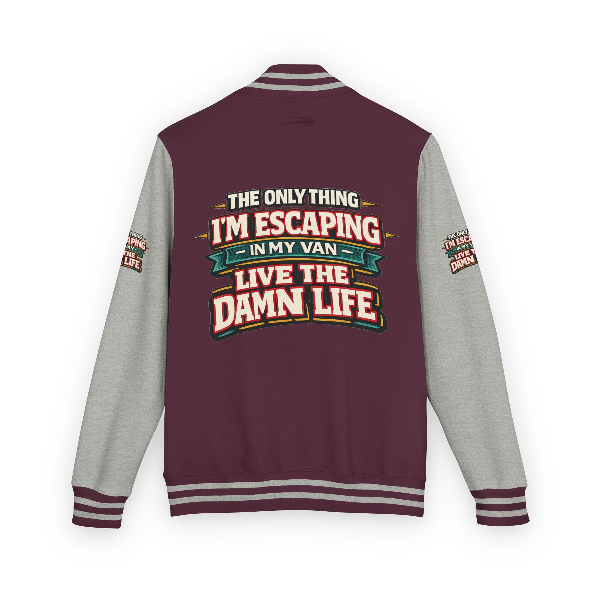 Unisex Heavyweight Letterman Jacket — "The Only Thing I´m Escaping" Design F**K-Line