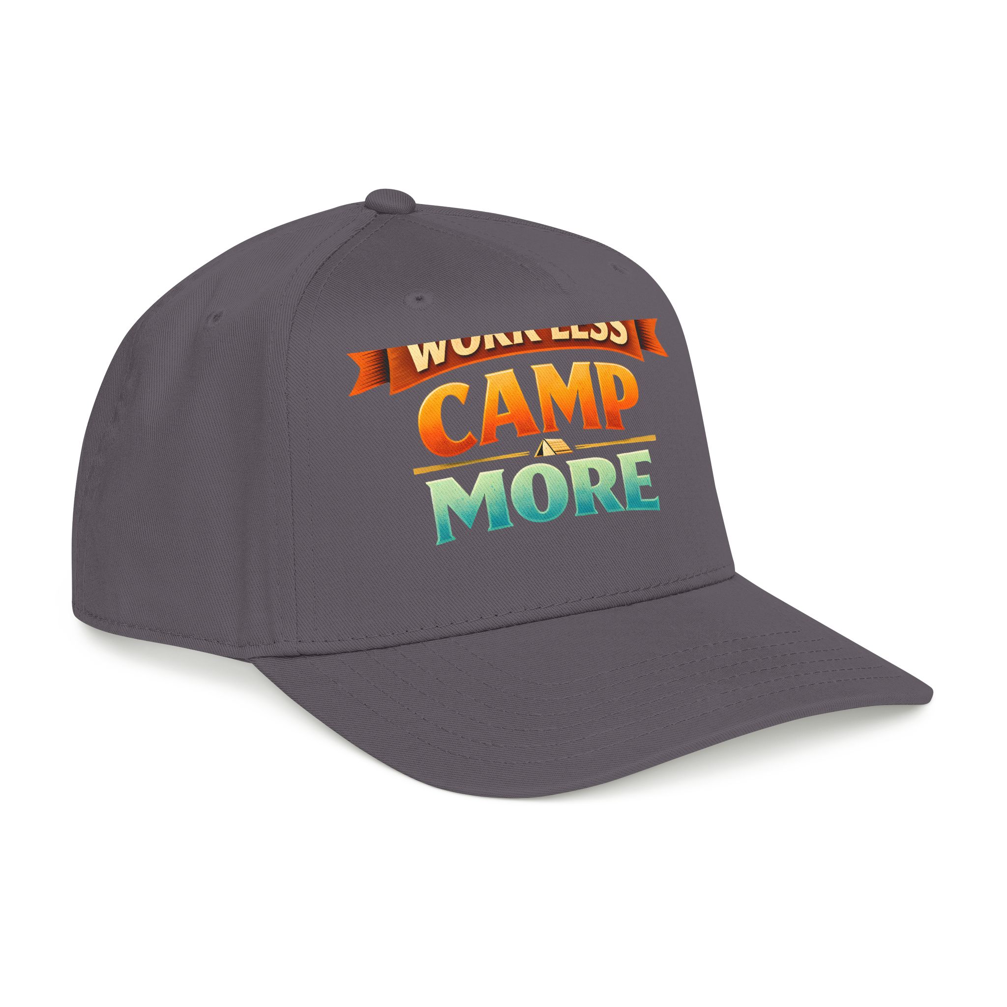 Baseball Cap - "Work Less-Camp More" Design Scenic-Line
