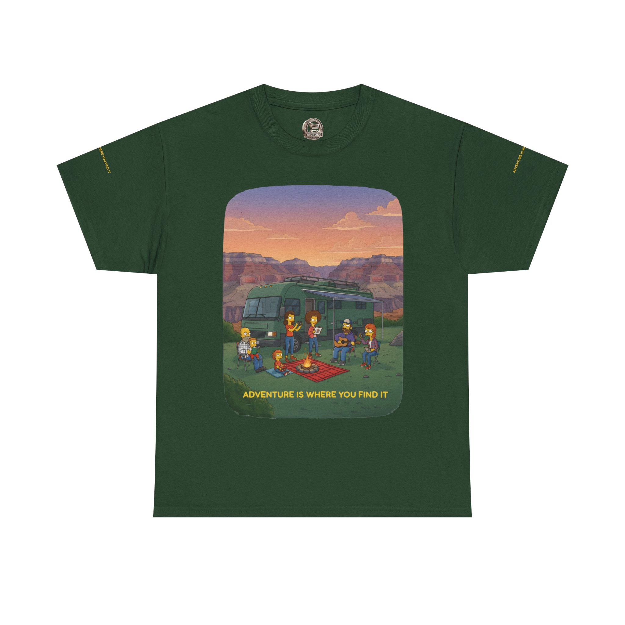 Unisex Heavy Cotton Tee — "Adventure Is Where You Find It" Design Sitcom-Line
