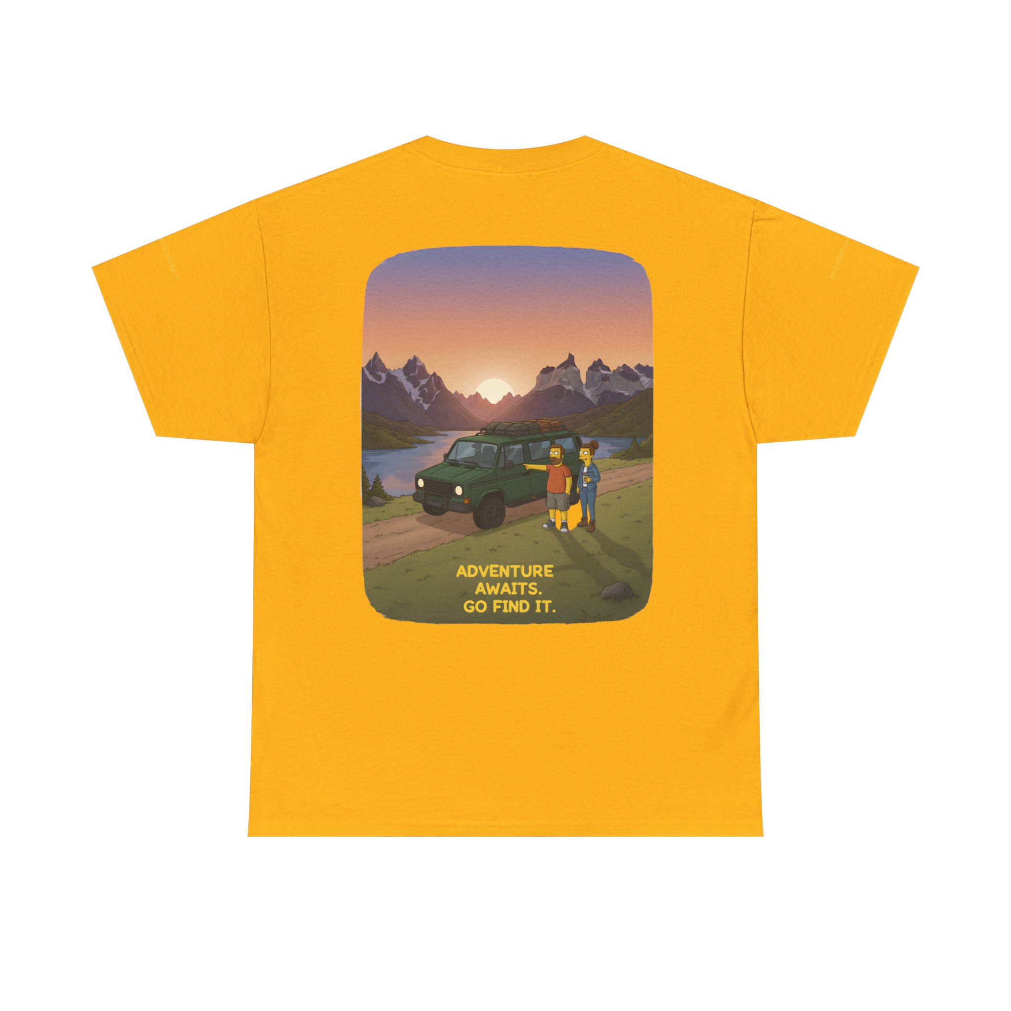 Unisex Heavy Cotton Tee — "Adventure Awaits-Go Find It" Design Sitcom-Line