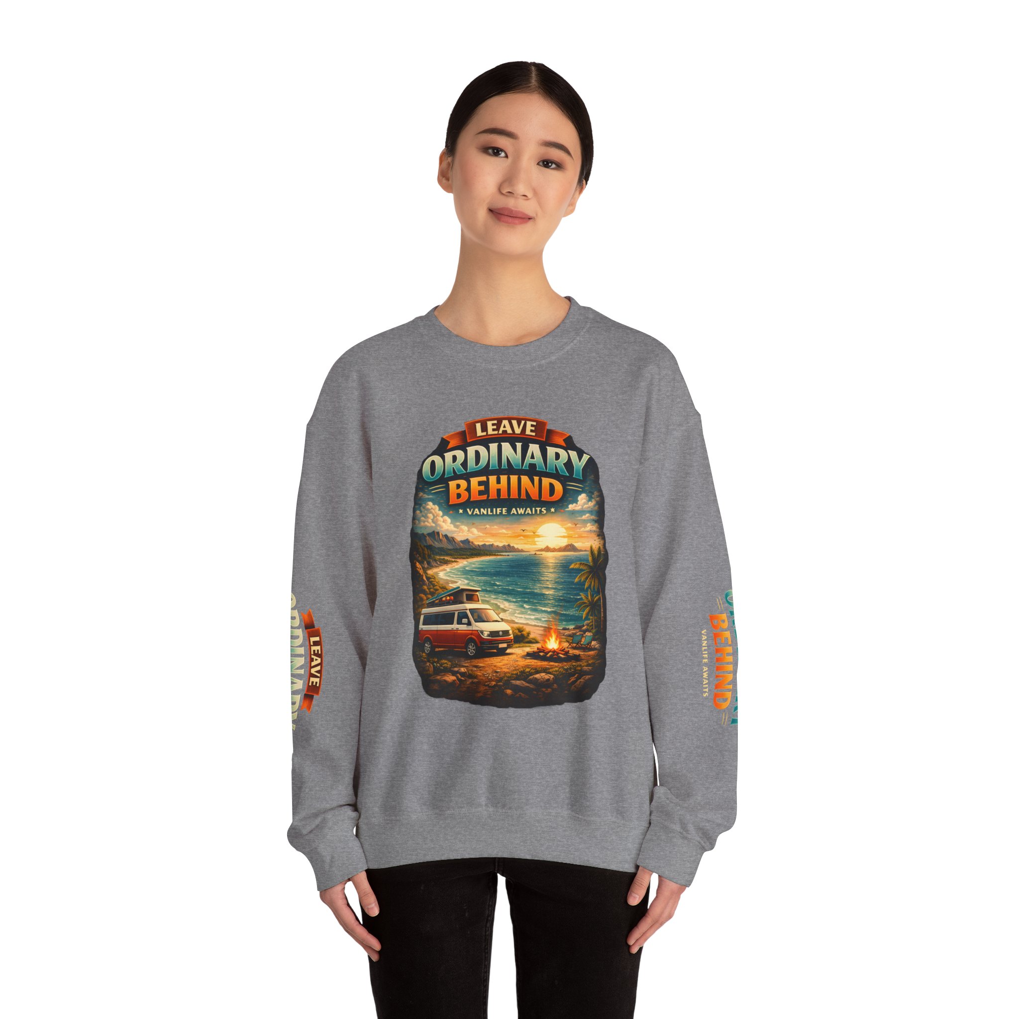 Unisex Heavy Blend™ Crewneck Sweatshirt — "Leave Ordinary Behind" Design Scenic-Line