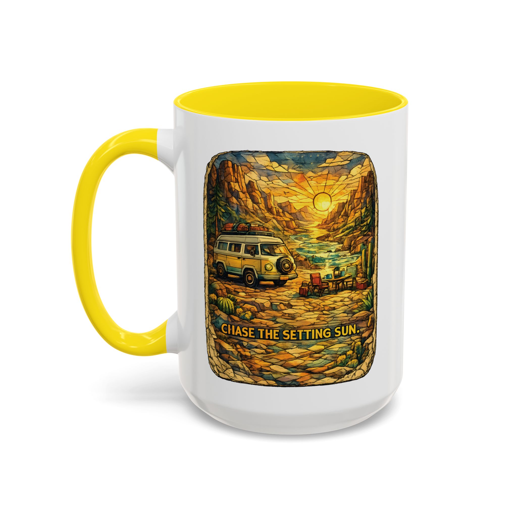 12142679439457633669_2048.jpeg Accent Coffee Mug (11, 15oz) — "Chase The Settings Sun" Design Cubic-Line