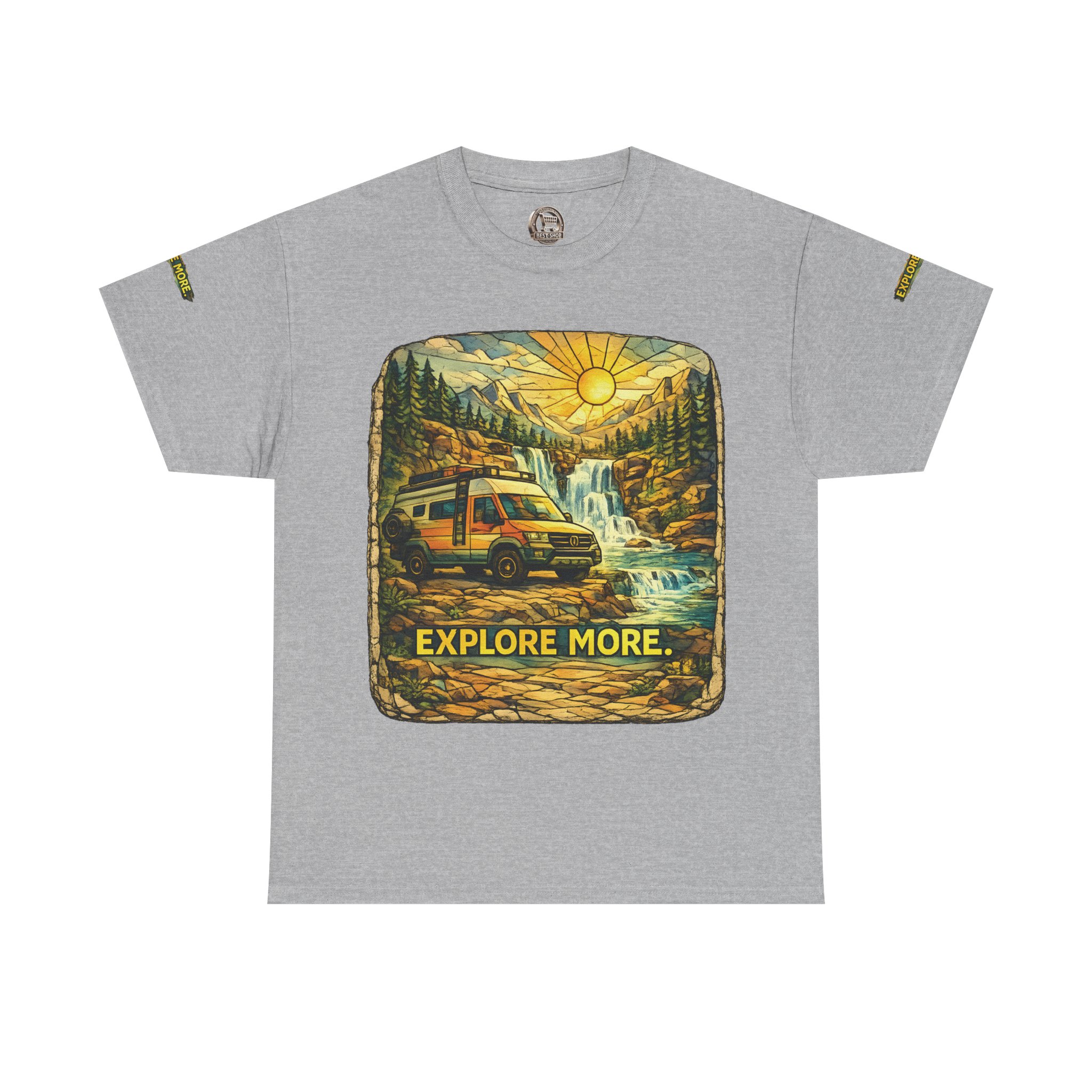 Unisex Heavy Cotton Tee — "Explore More" Design Cubic-Line