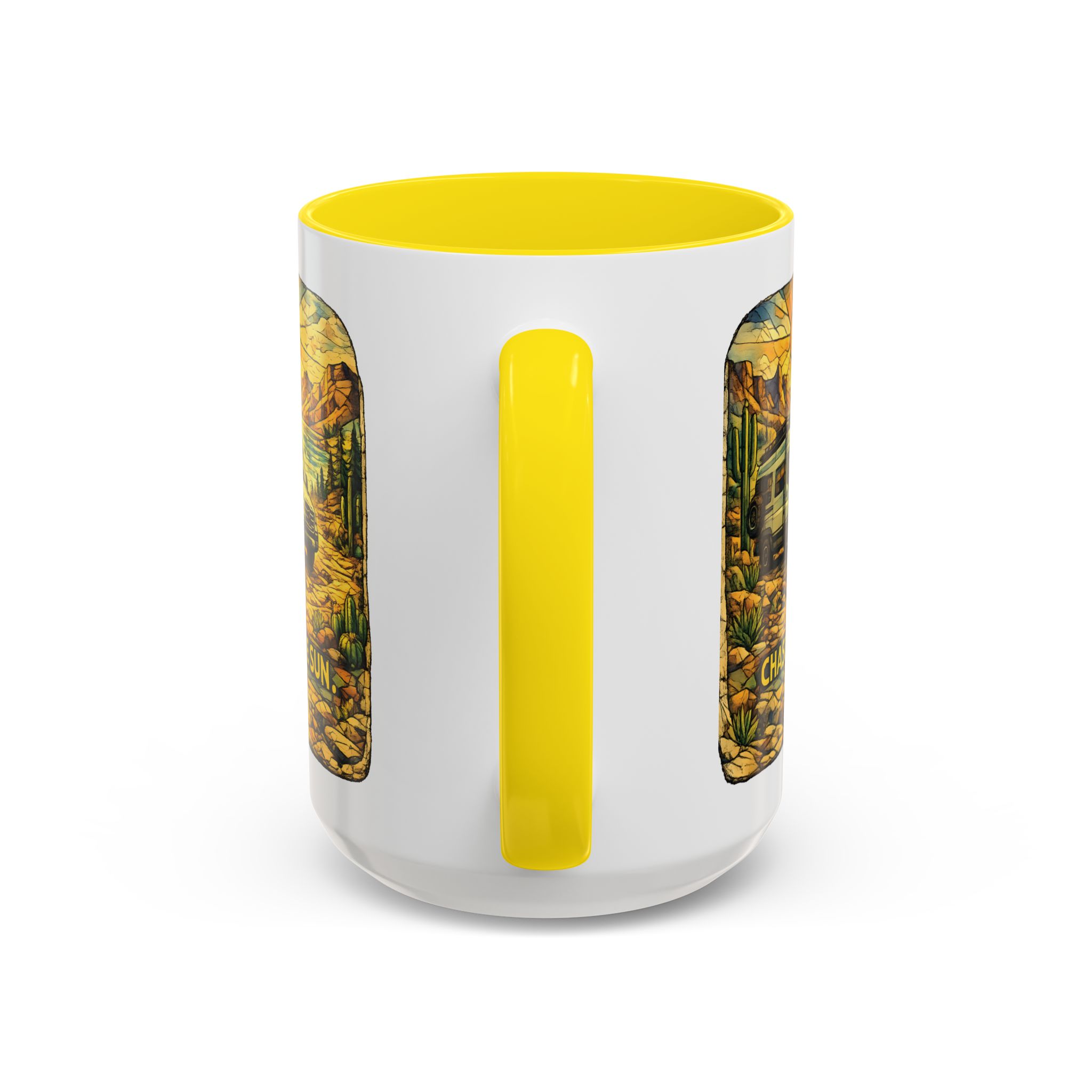 Accent Coffee Mug (11, 15oz) — "Chase The Sun" Design Cubic-Line
