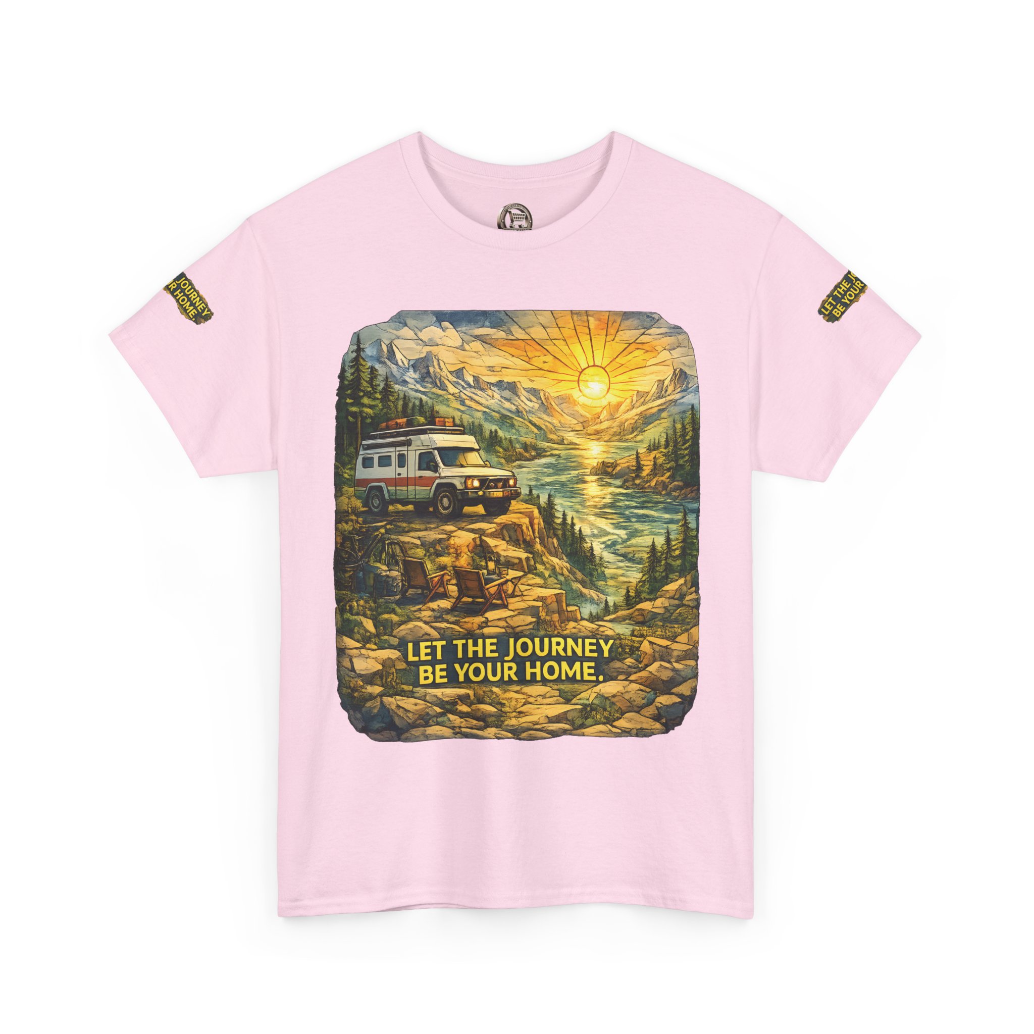 12159730773330078451_2048.jpeg Unisex Heavy Cotton Tee — "Let The Journey Be Your Home" Design Cubic-Line