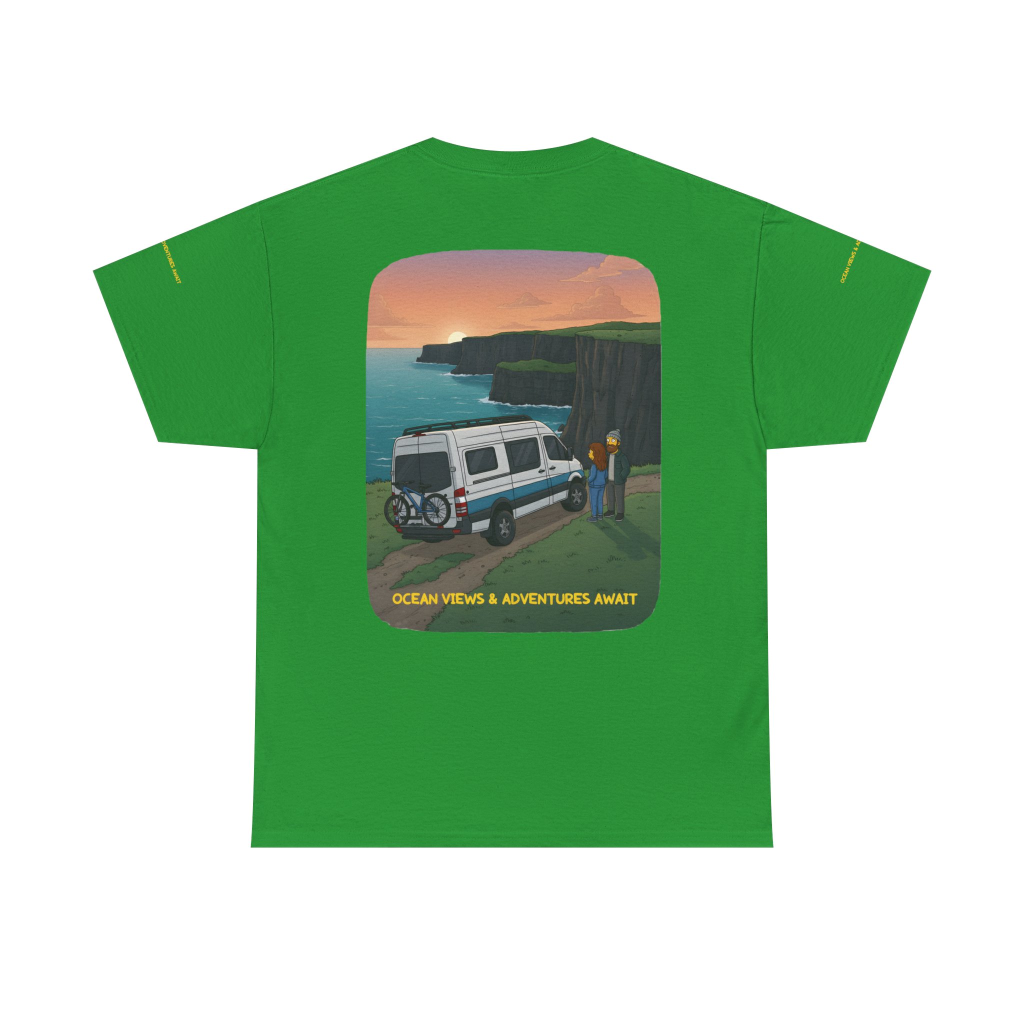Unisex Heavy Cotton Tee — "Ocean Views-Adventures Awaits" Design Sitcom-Line