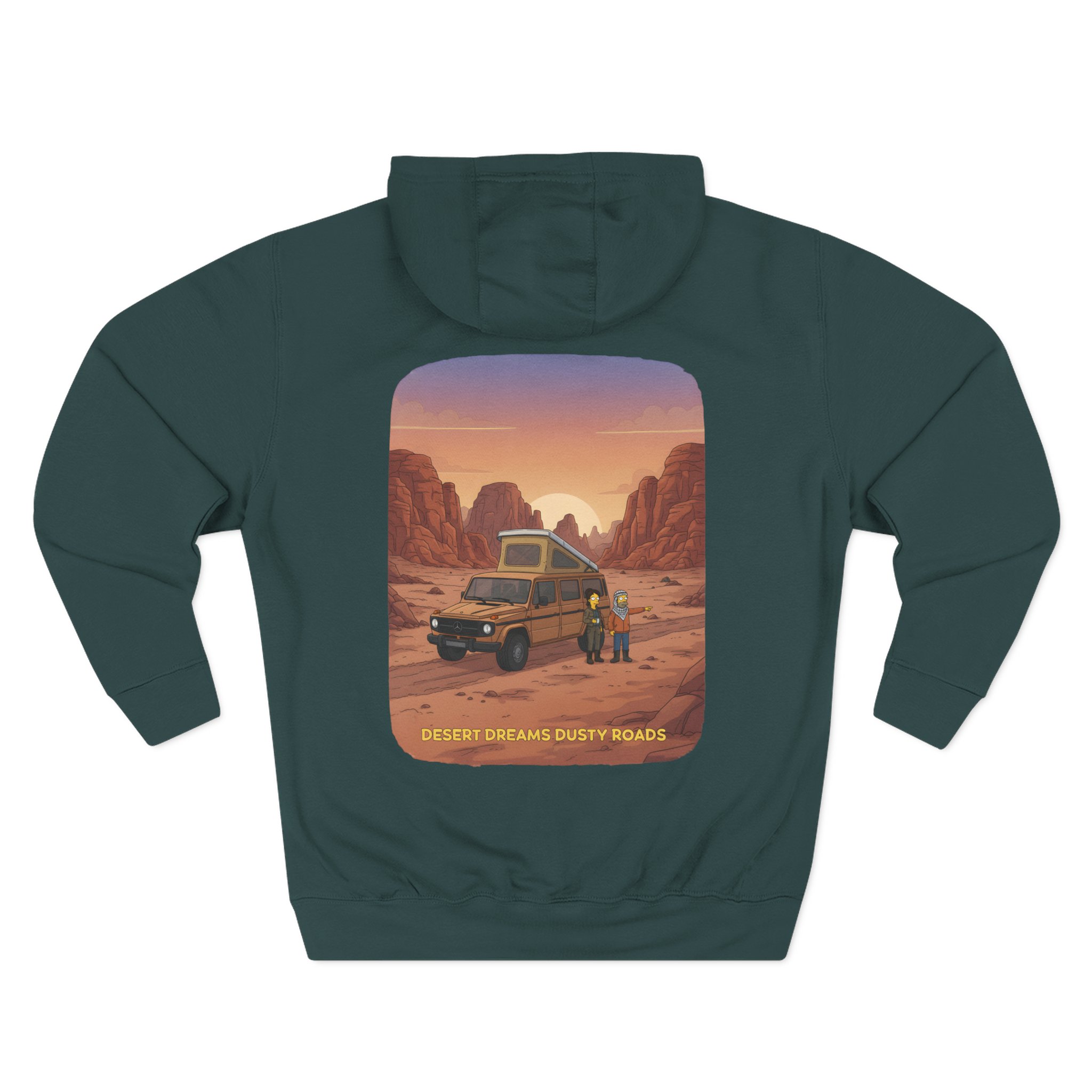 Three-Panel Fleece Hoodie - "Desert Dreams Dusty Roads" Design Sitcom-Line