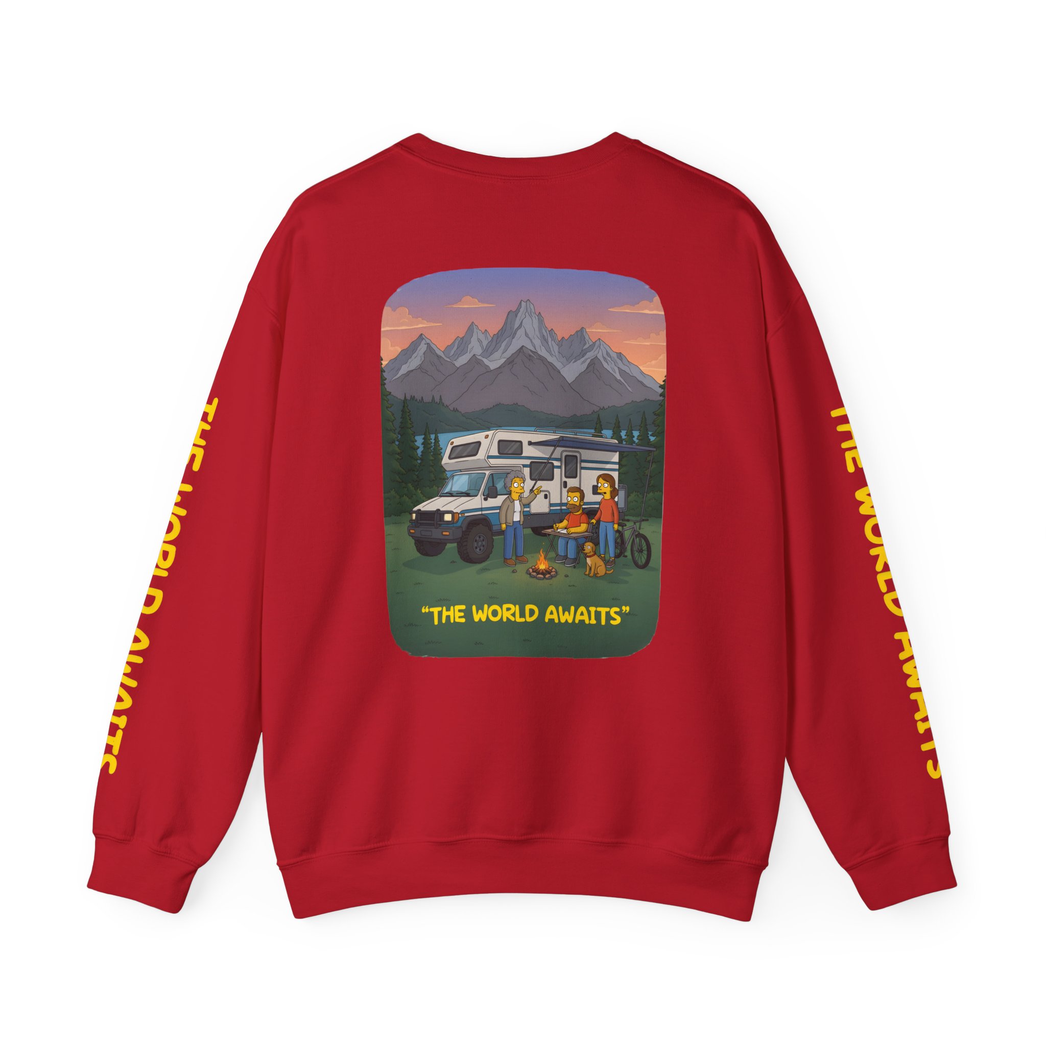 Unisex Heavy Blend™ Crewneck Sweatshirt — "The World Awaits" Design Sitcom-Line