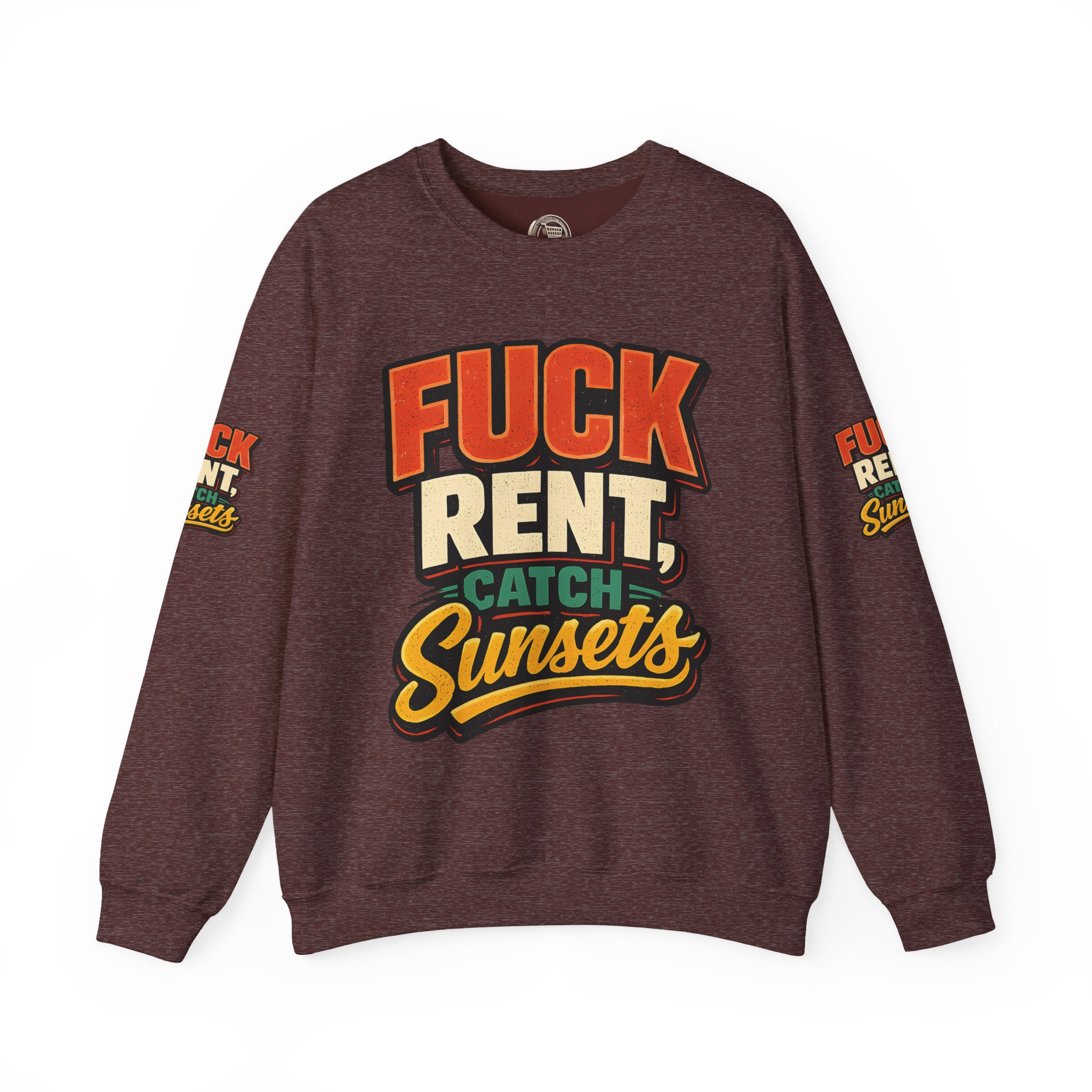 1216933151325971922_2048.jpeg Unisex Heavy Blend™ Crewneck Sweatshirt — "Fuck Rent Catch Sunsets" Design F**K-Line